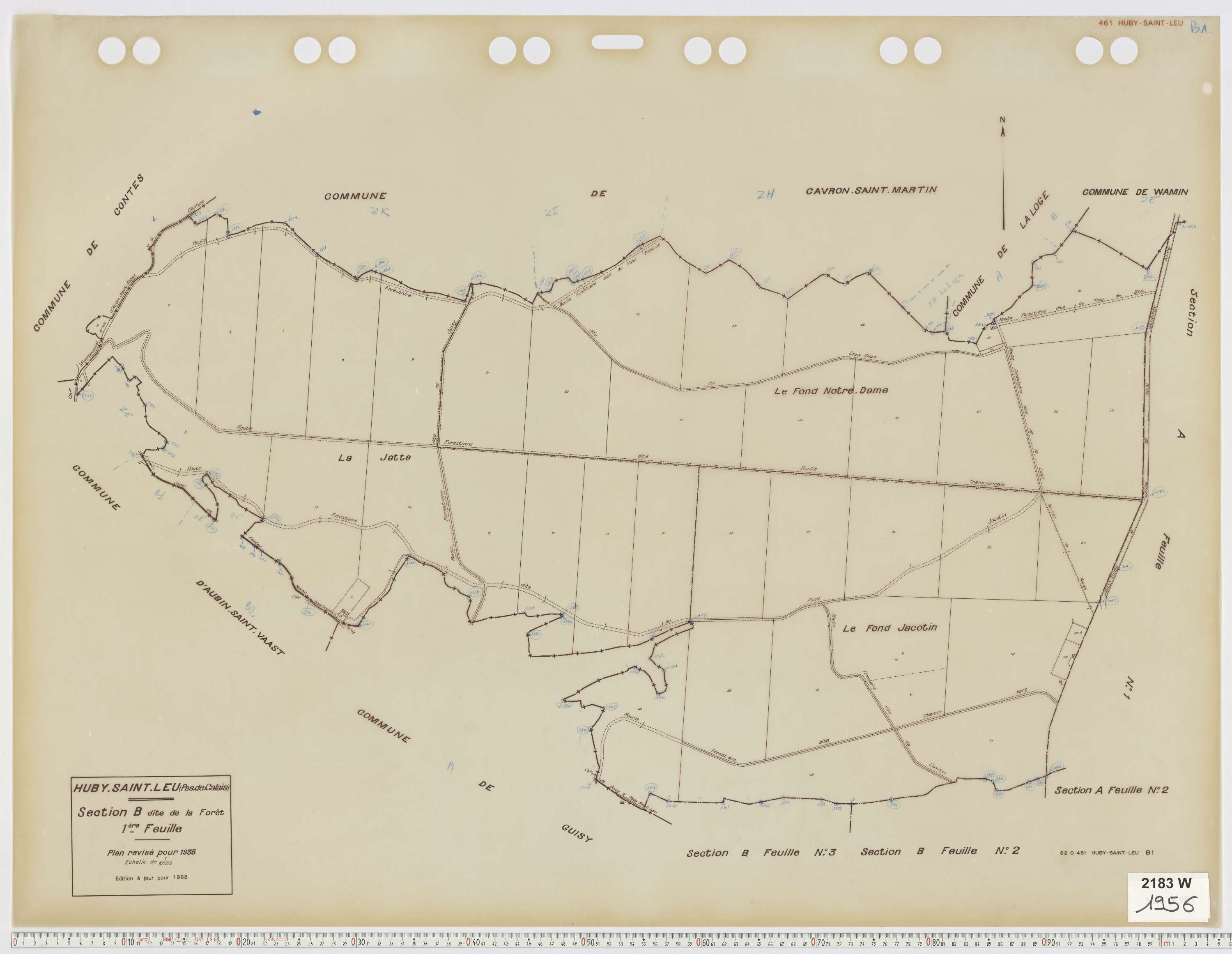 Huby-Saint-Leu - Section B, feuille 1.
