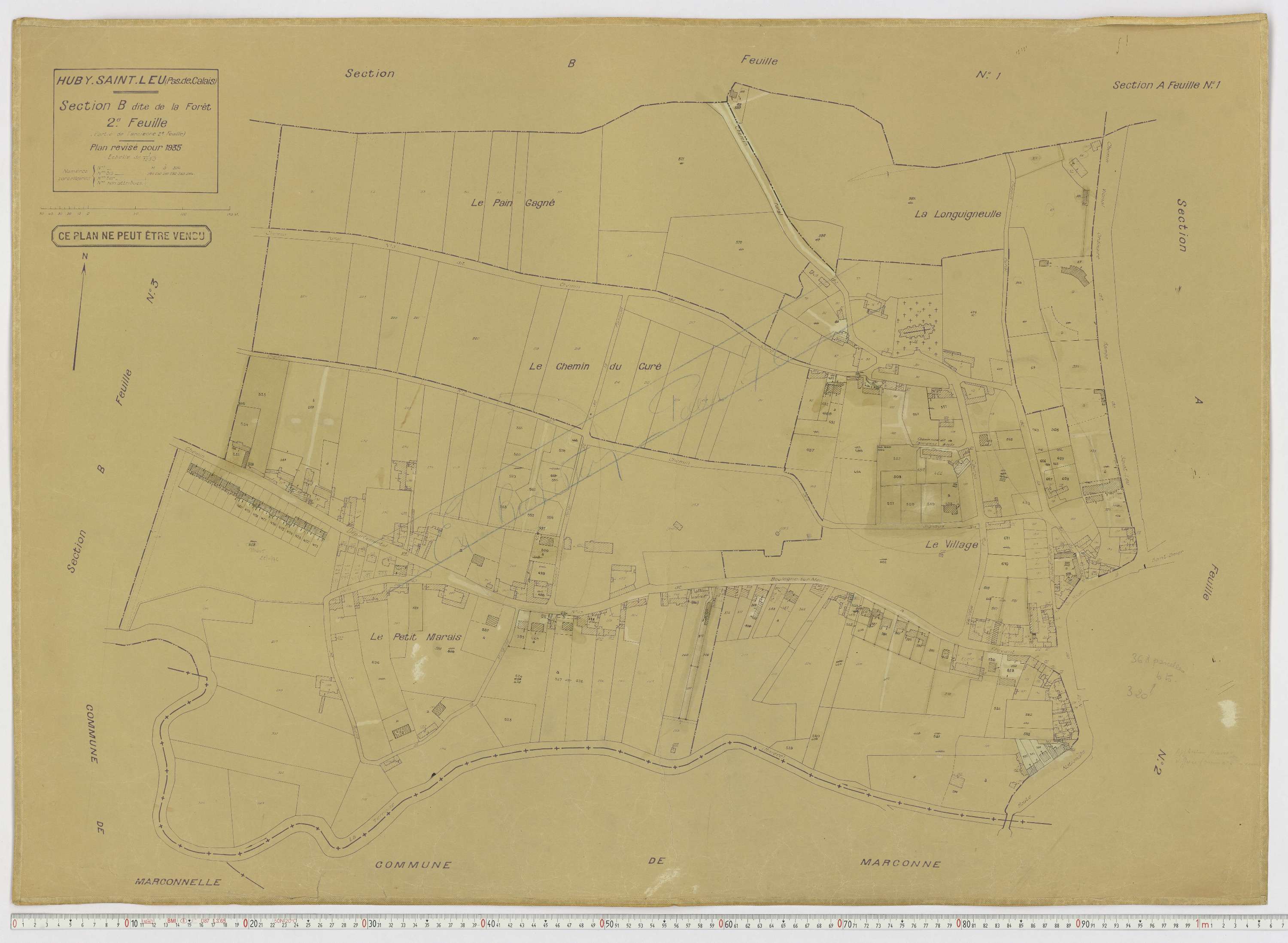 Huby-Saint-Leu - Section B, feuille 2.