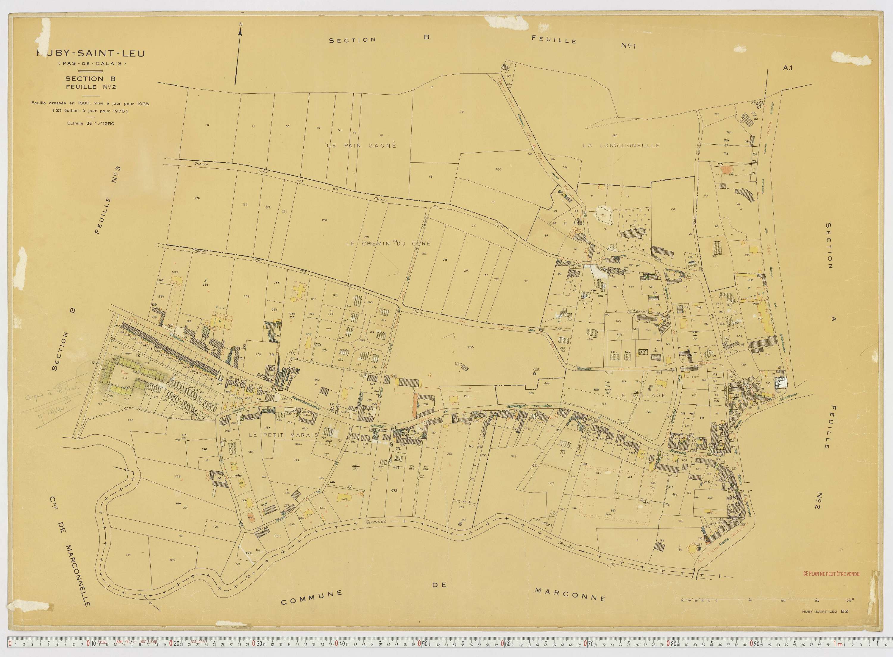 Huby-Saint-Leu - Section B, feuille 2.