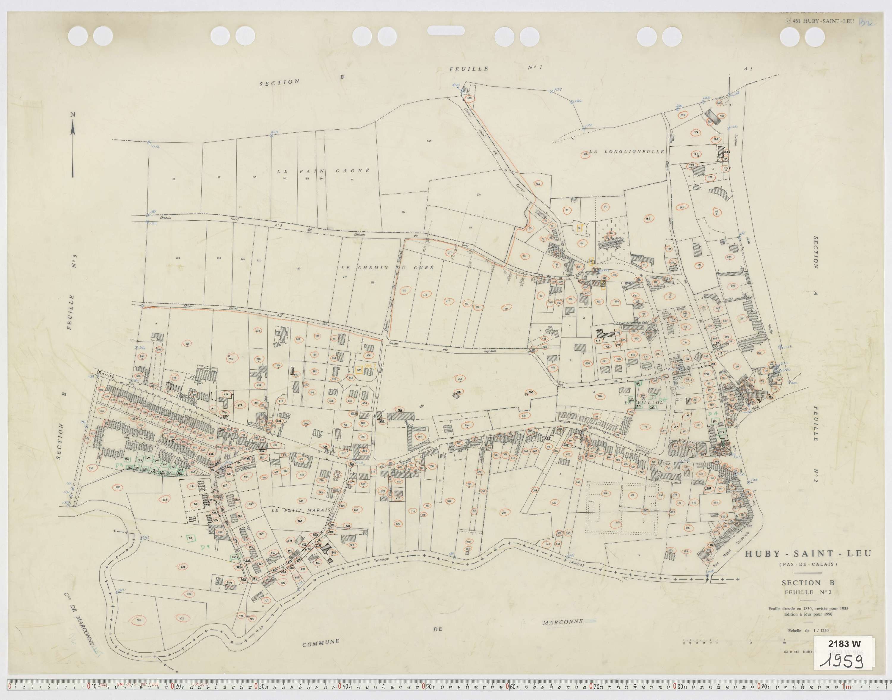 Huby-Saint-Leu - Section B, feuille 2.
