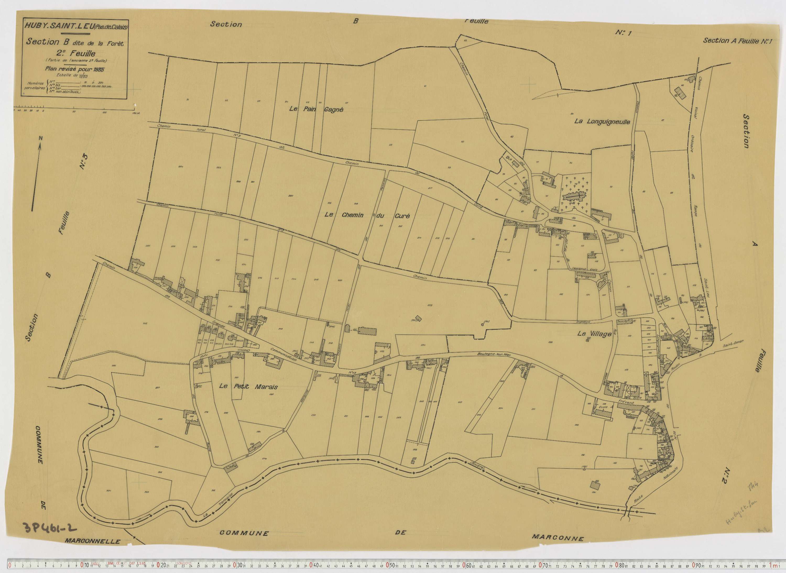 Huby-Saint-Leu - Section B, feuille 2.
