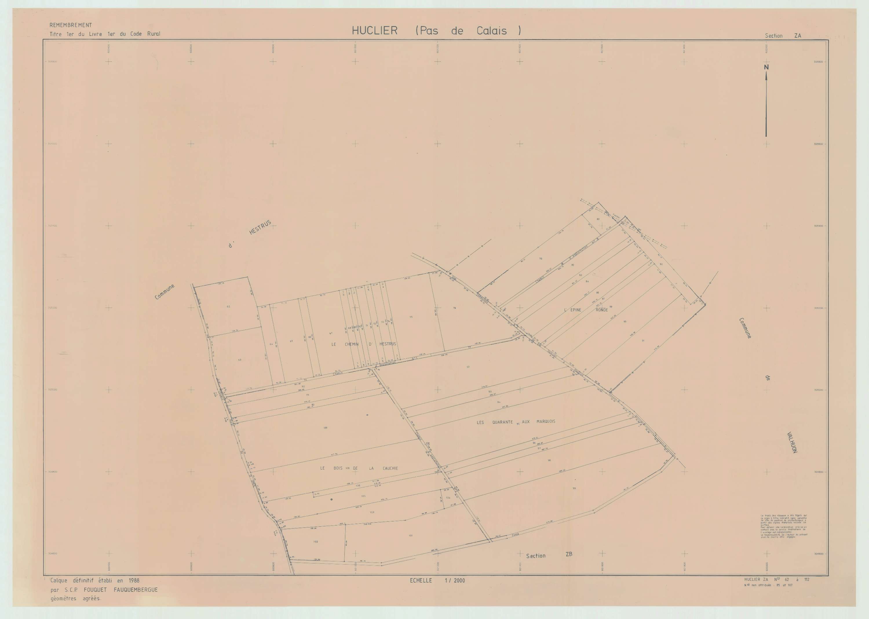 Huclier - Plan de remembrement : section ZA.