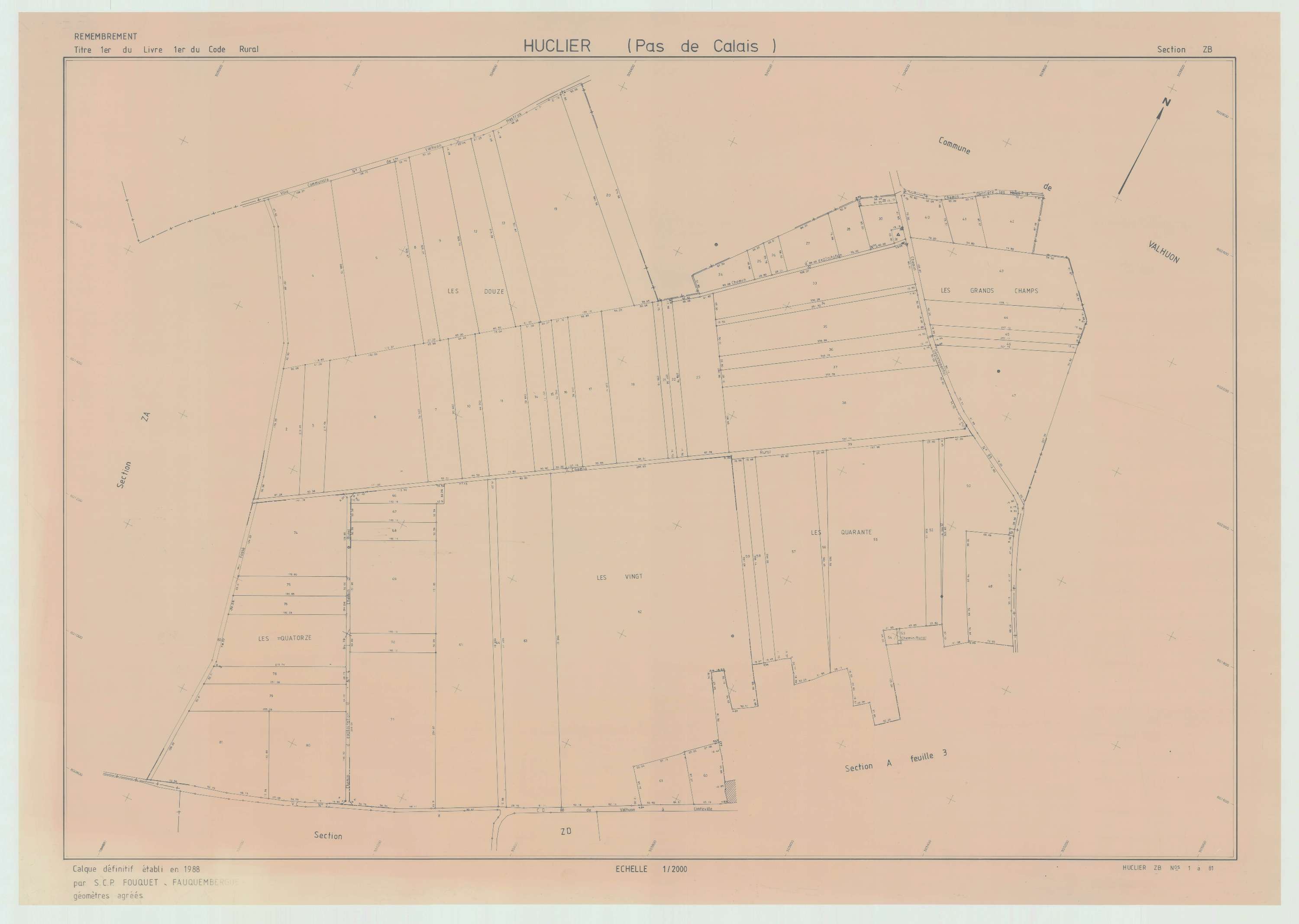 Huclier - Plan de remembrement : section ZB.