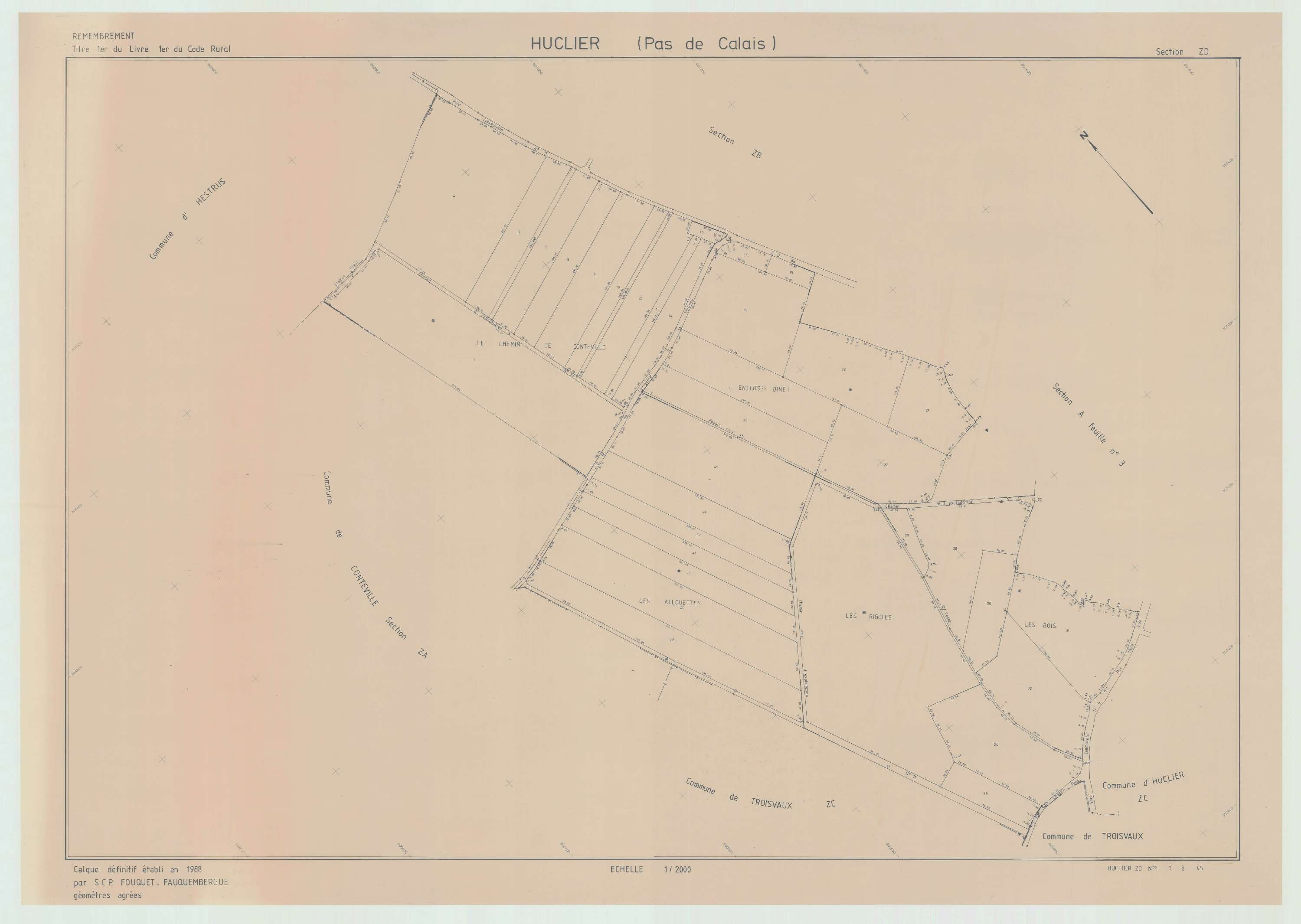 Huclier - Plan de remembrement : section ZD.