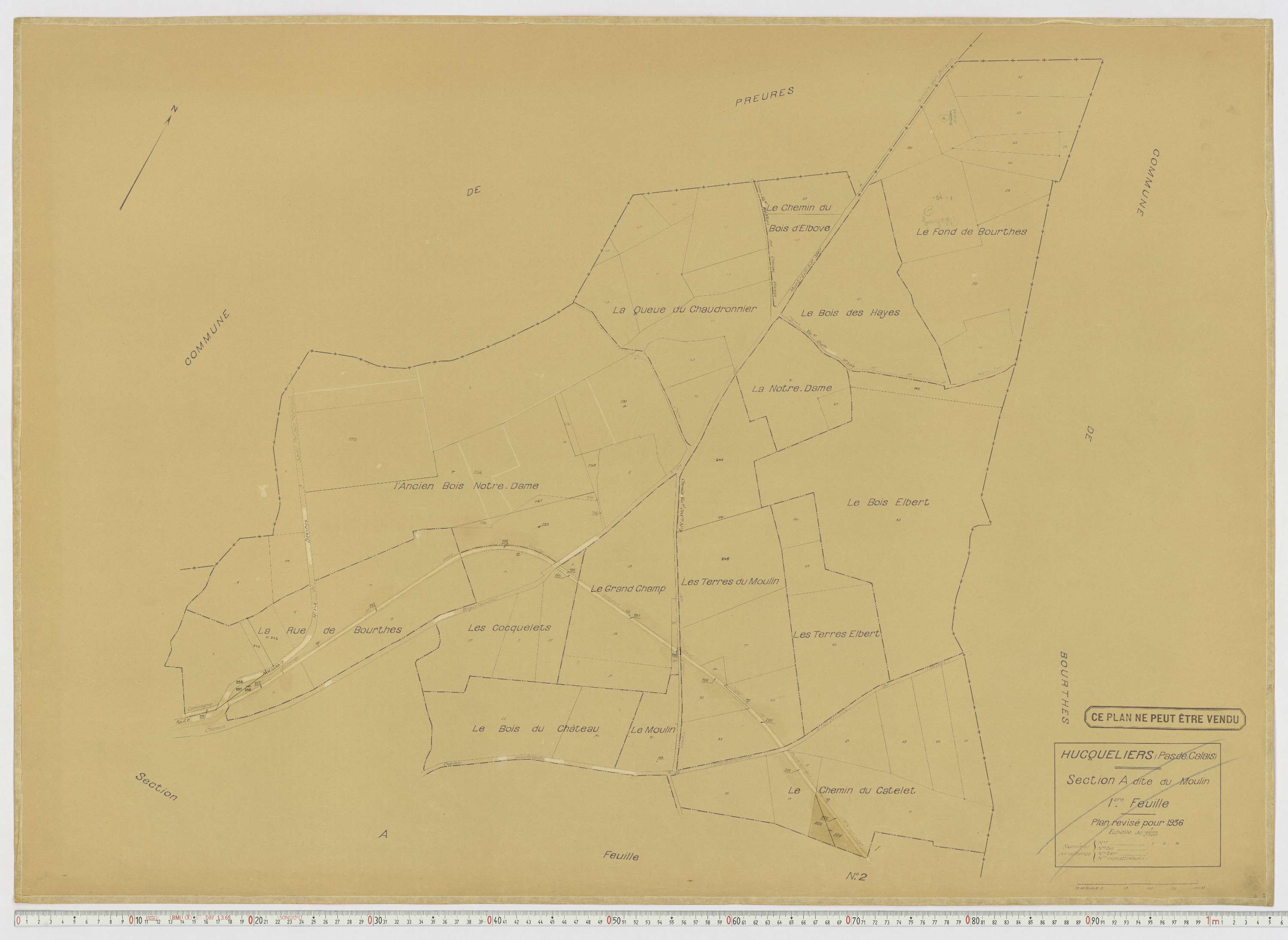 Hucqueliers - Section A, feuille 1.