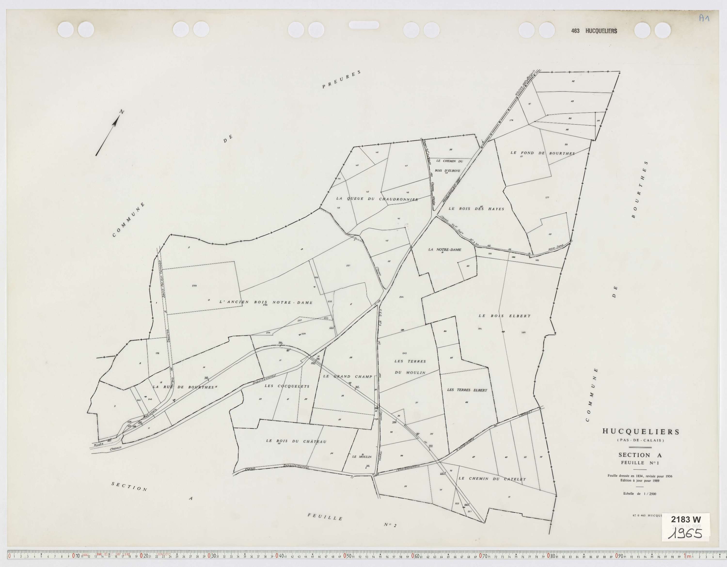 Hucqueliers - Section A, feuille 1.
