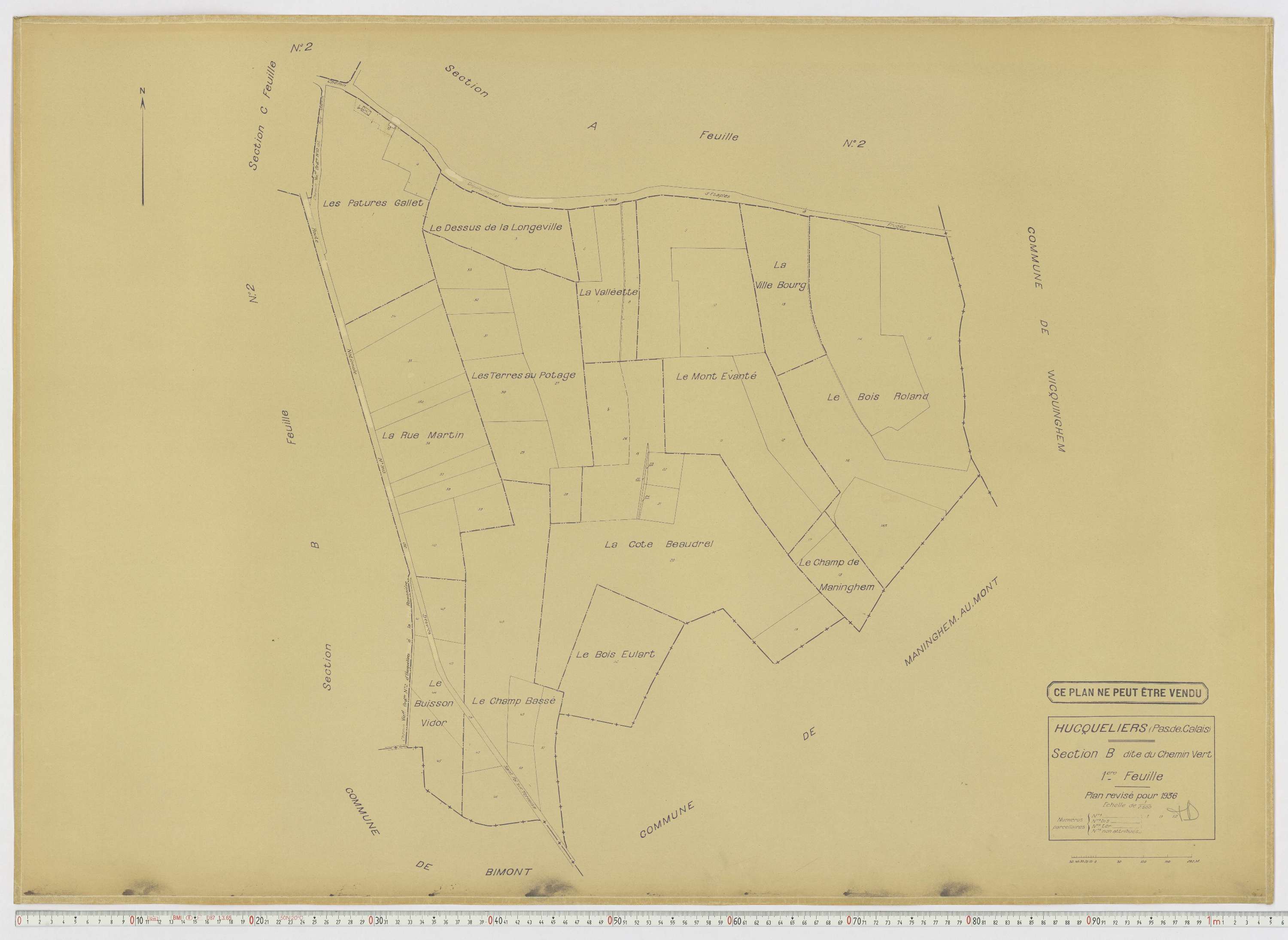 Hucqueliers - Section B, feuille 1.