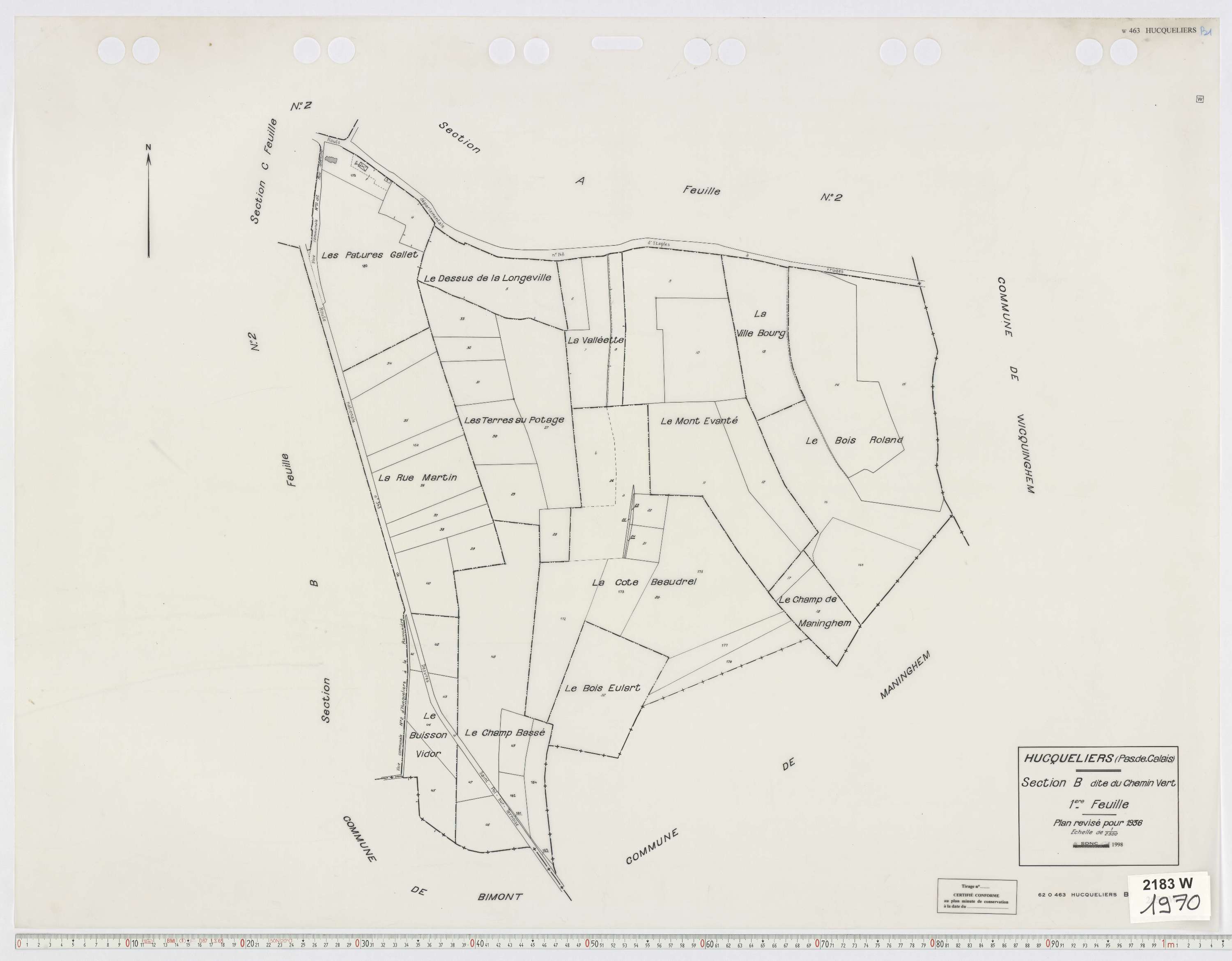 Hucqueliers - Section B, feuille 1.