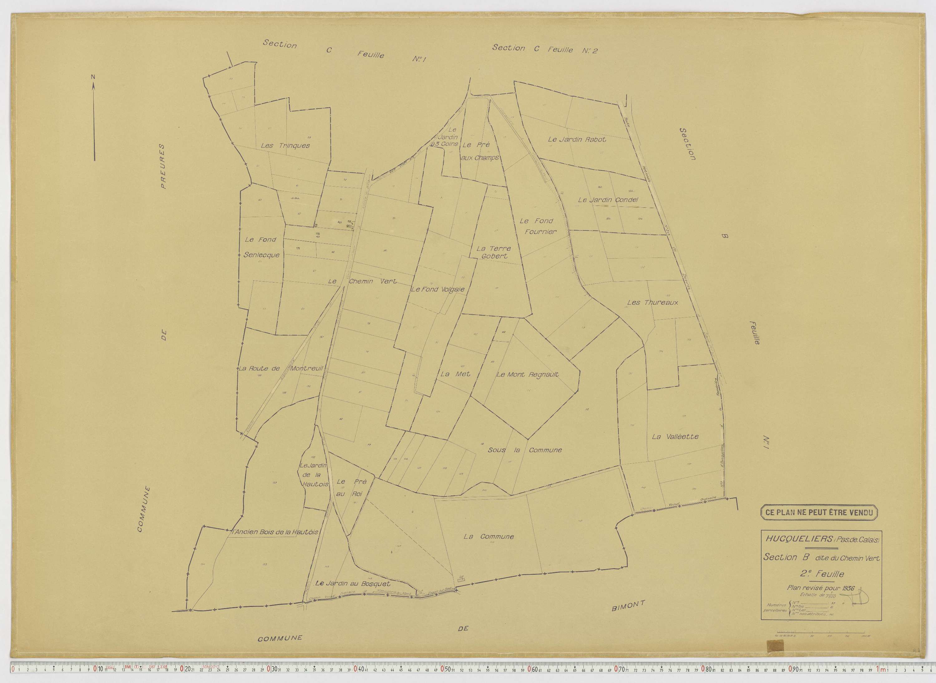 Hucqueliers - Section B, feuille 2.