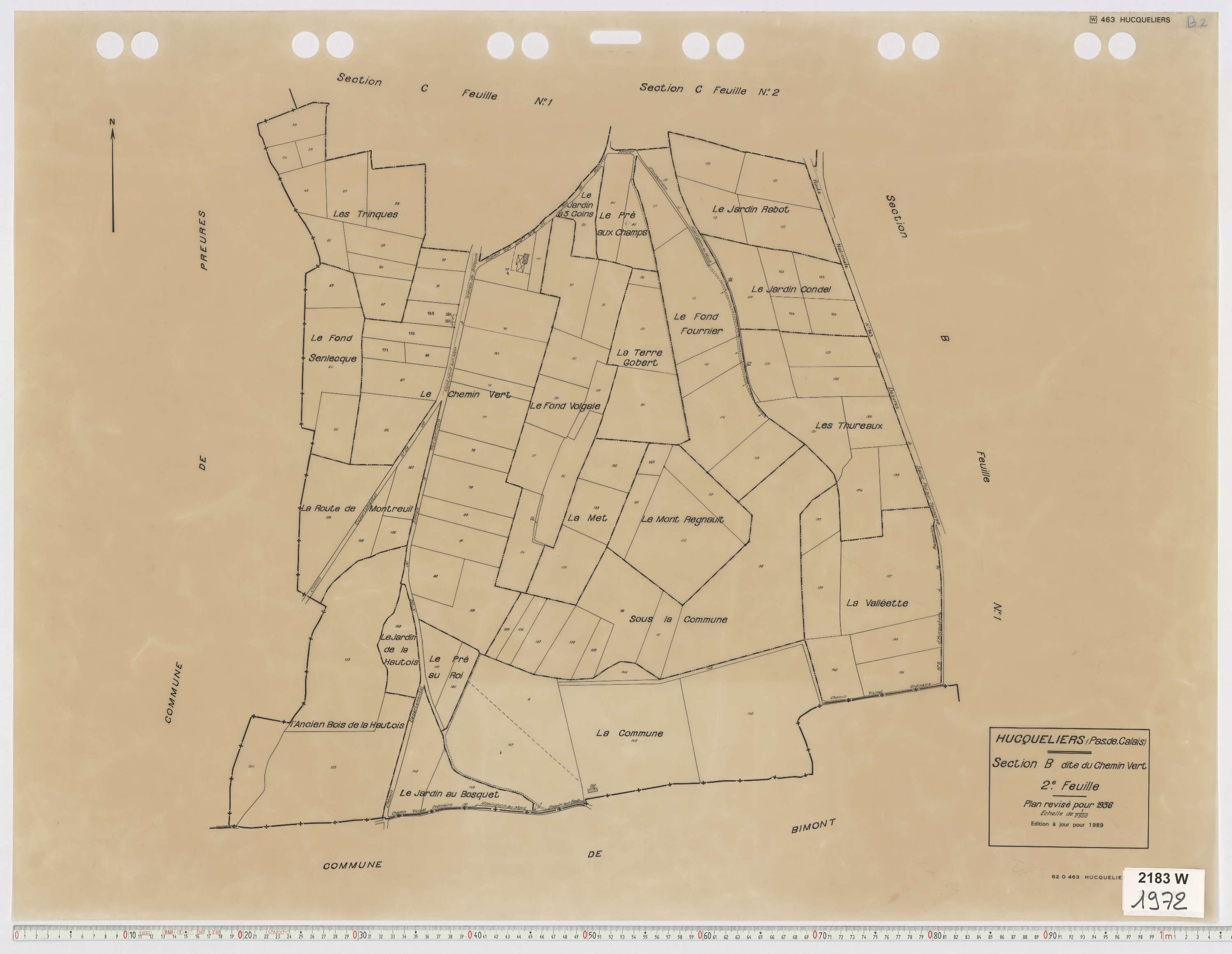 Hucqueliers - Section B, feuille 2.