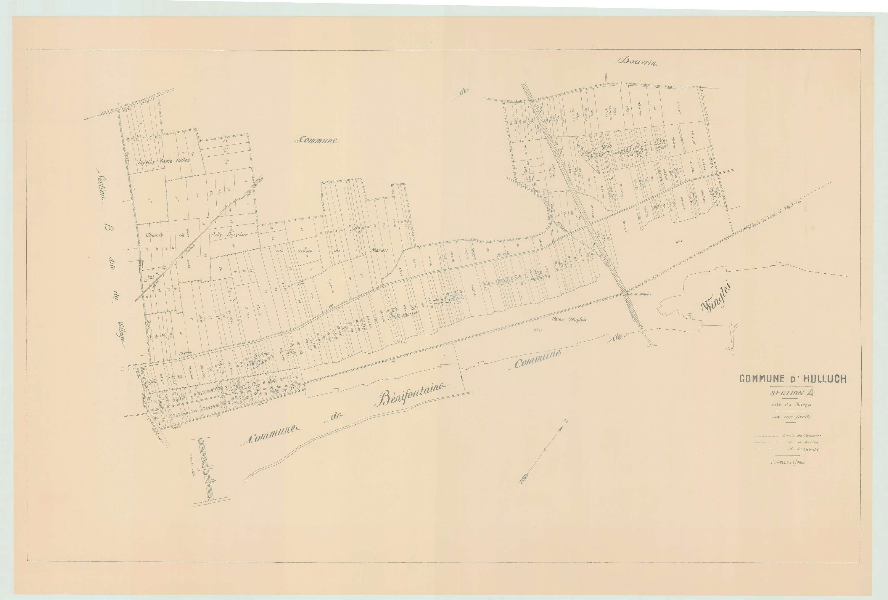Hulluch - Plan de remembrement : section A.