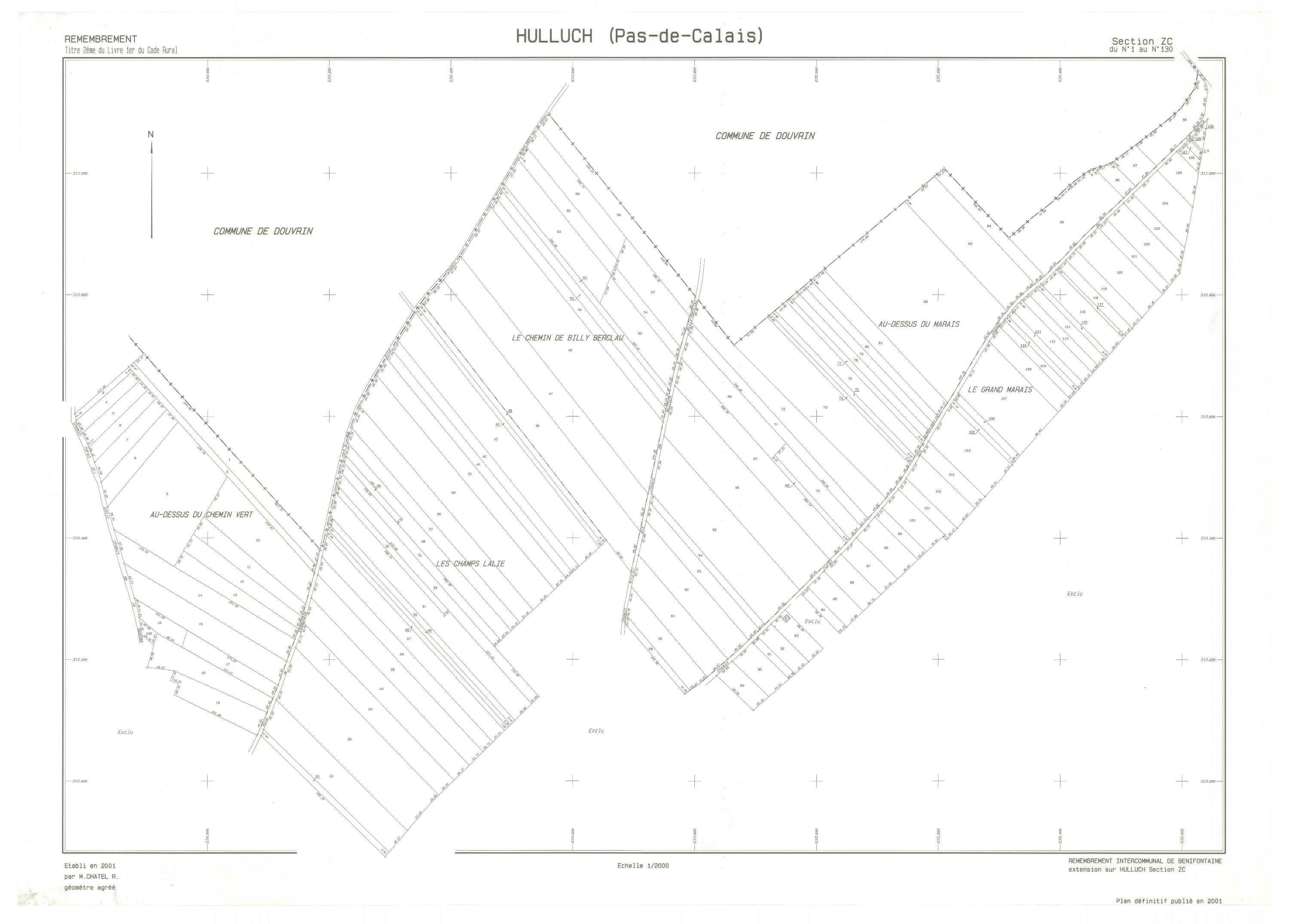Hulluch - Plan de remembrement : section ZC.