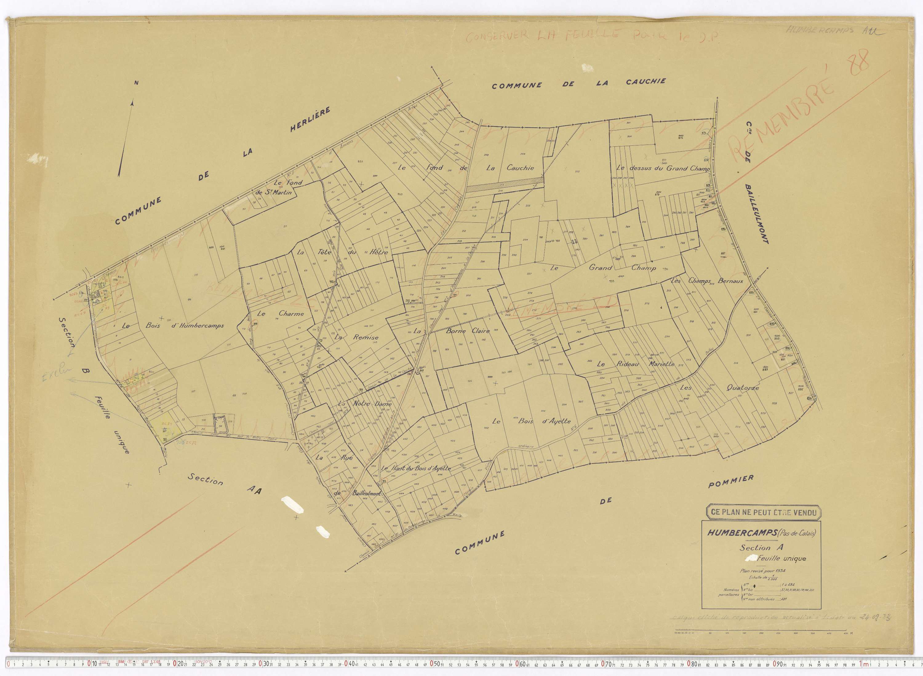 Humbercamps - Section A, feuille 1.