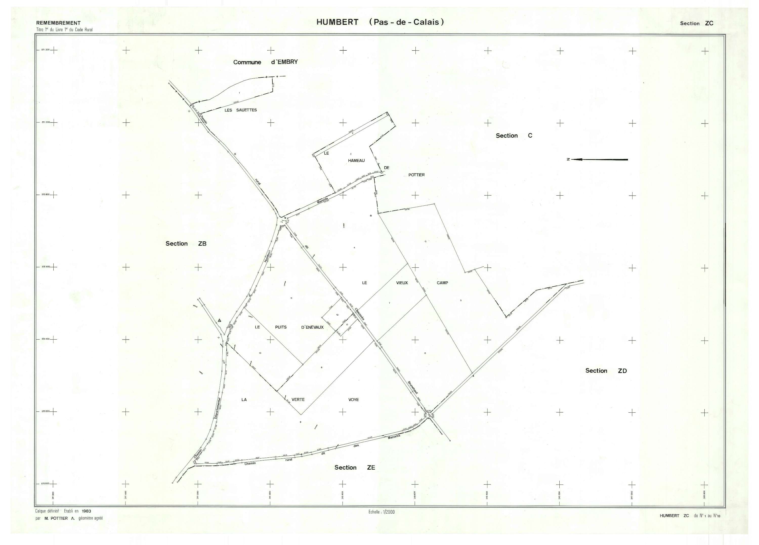 Humbert - Plan de remembrement : section ZC.