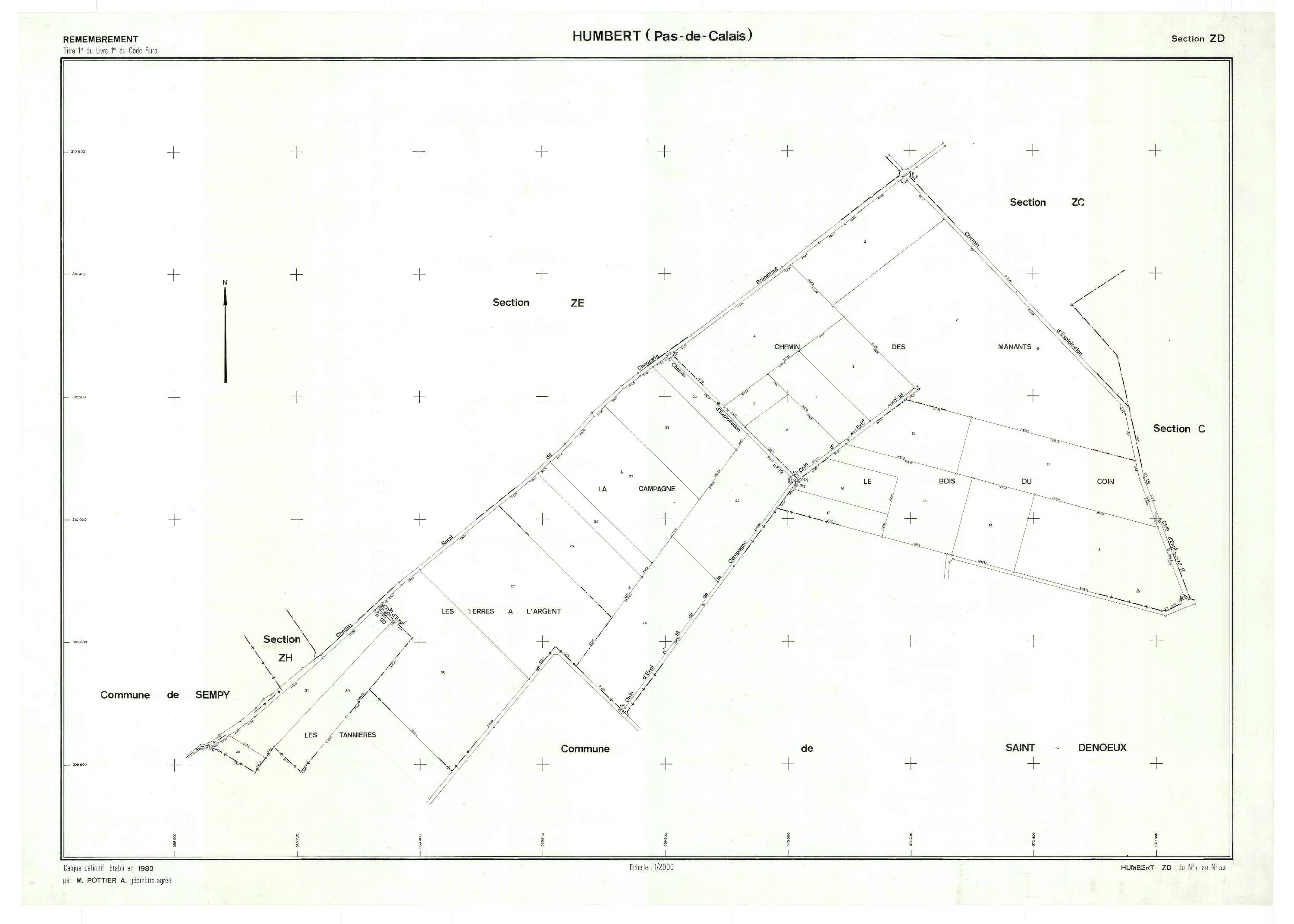 Humbert - Plan de remembrement : section ZD.