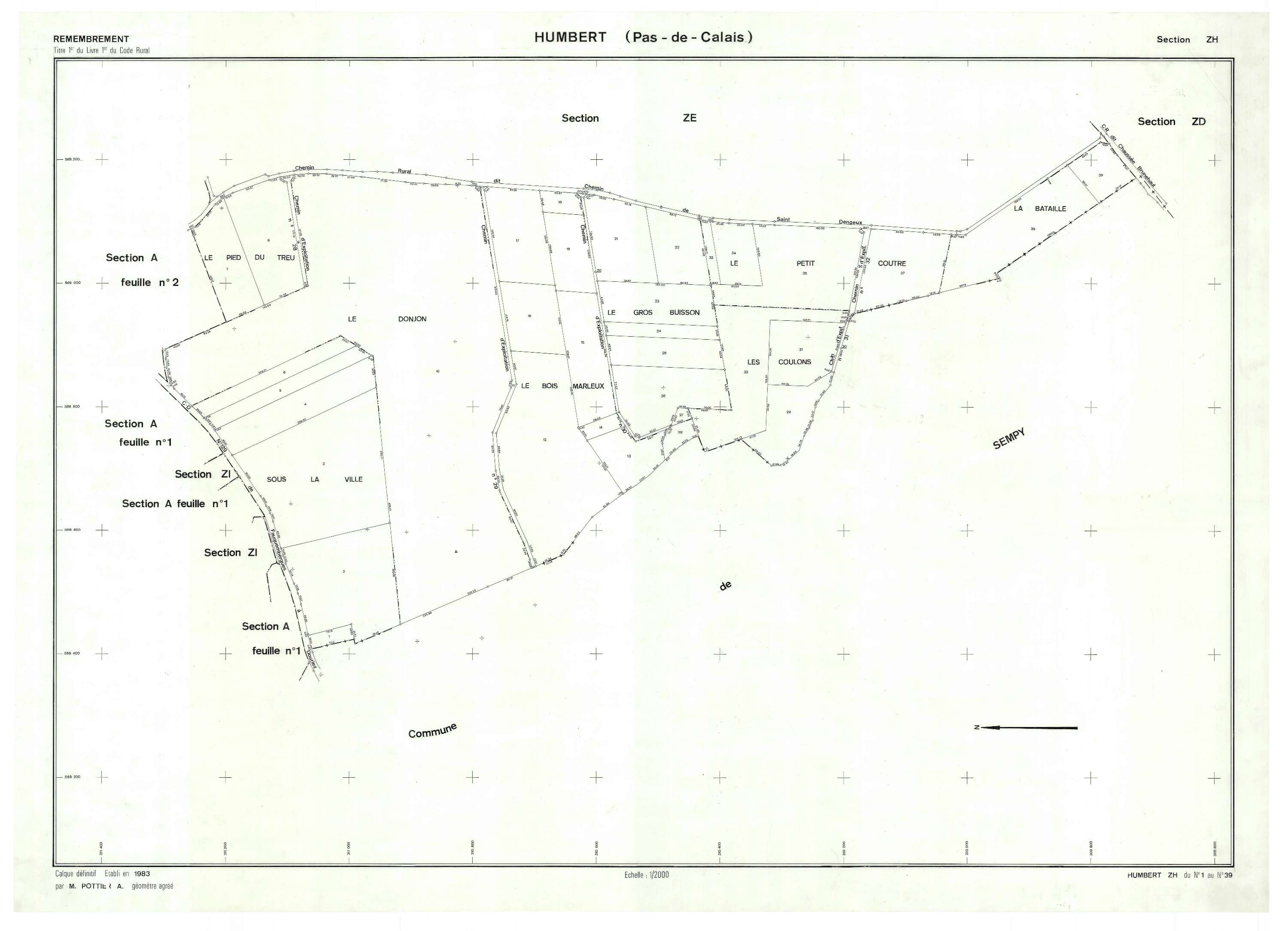 Humbert - Plan de remembrement : section ZH.