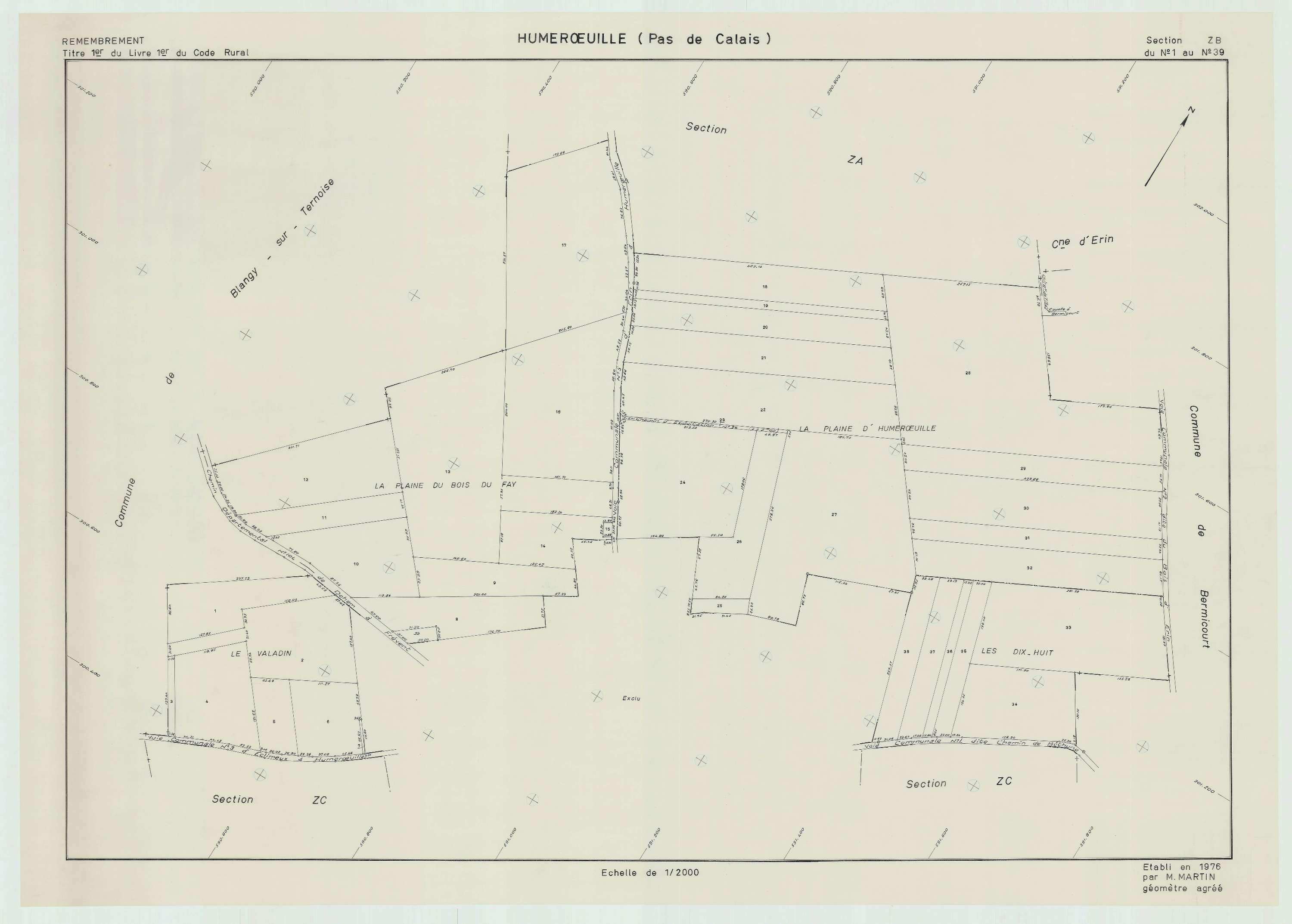Humerœuille - Plan de remembrement : section ZB.