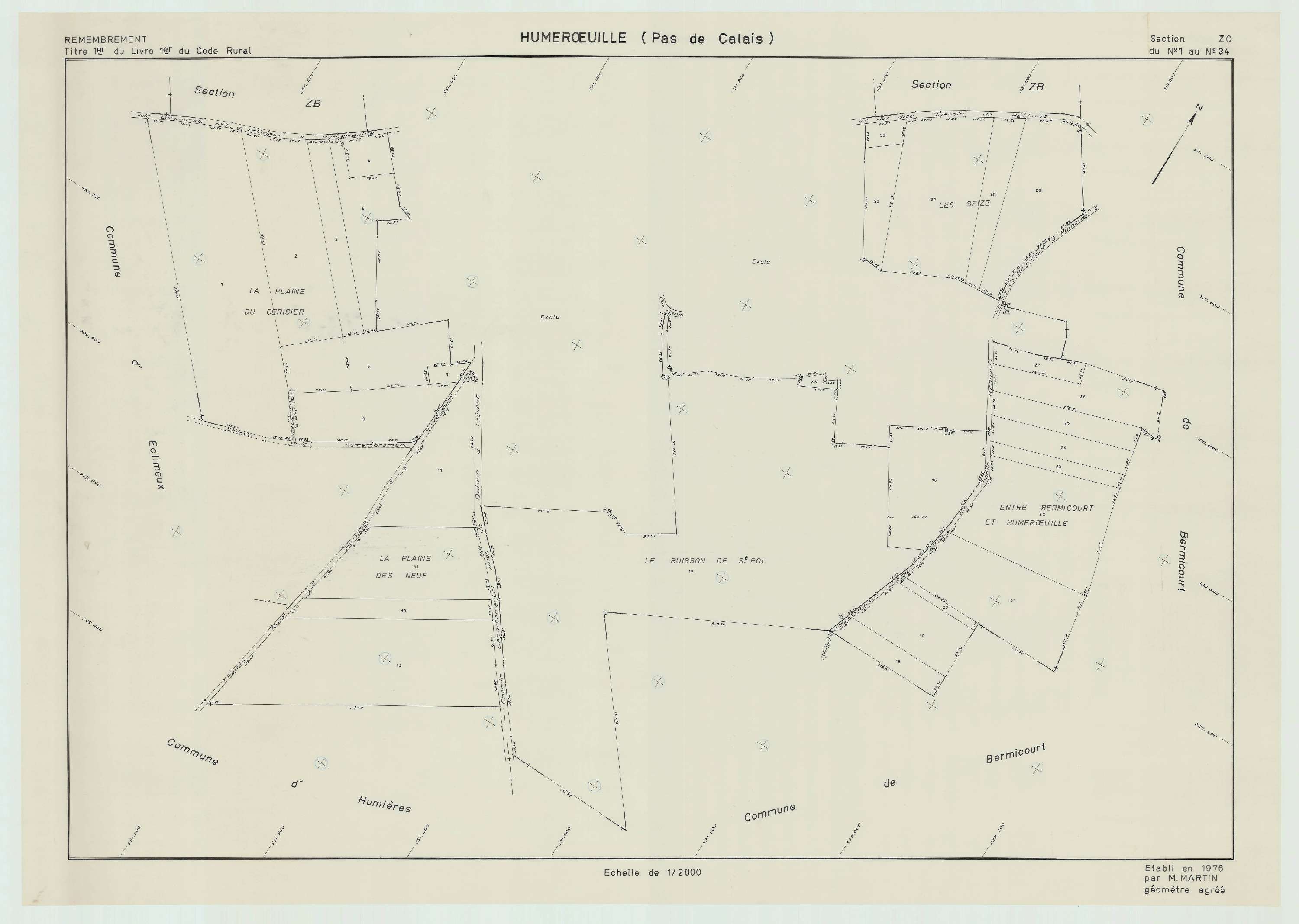 Humerœuille - Plan de remembrement : section ZC.