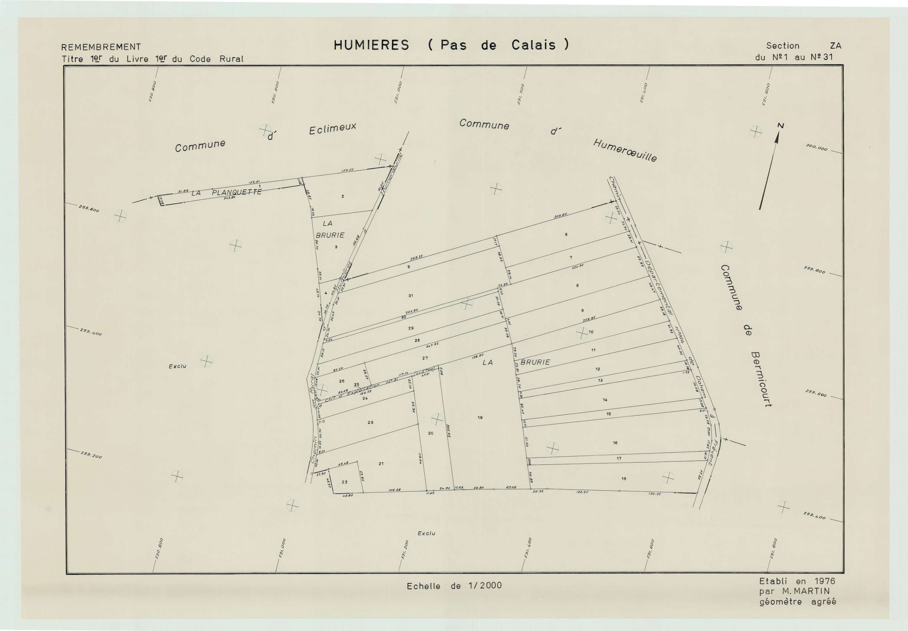 Humières - Plan de remembrement : section ZA.