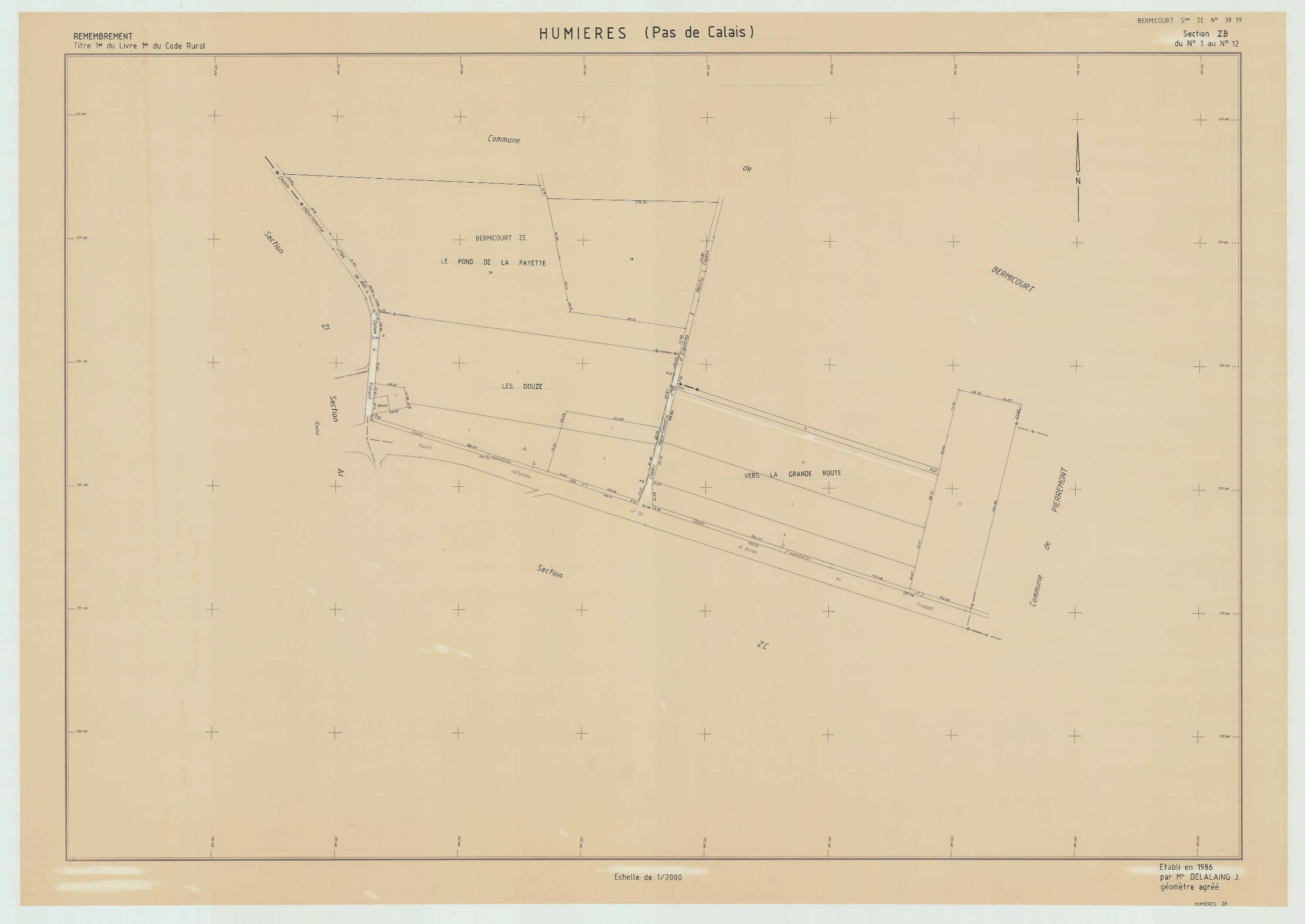 Humières - Plan de remembrement : section ZB.