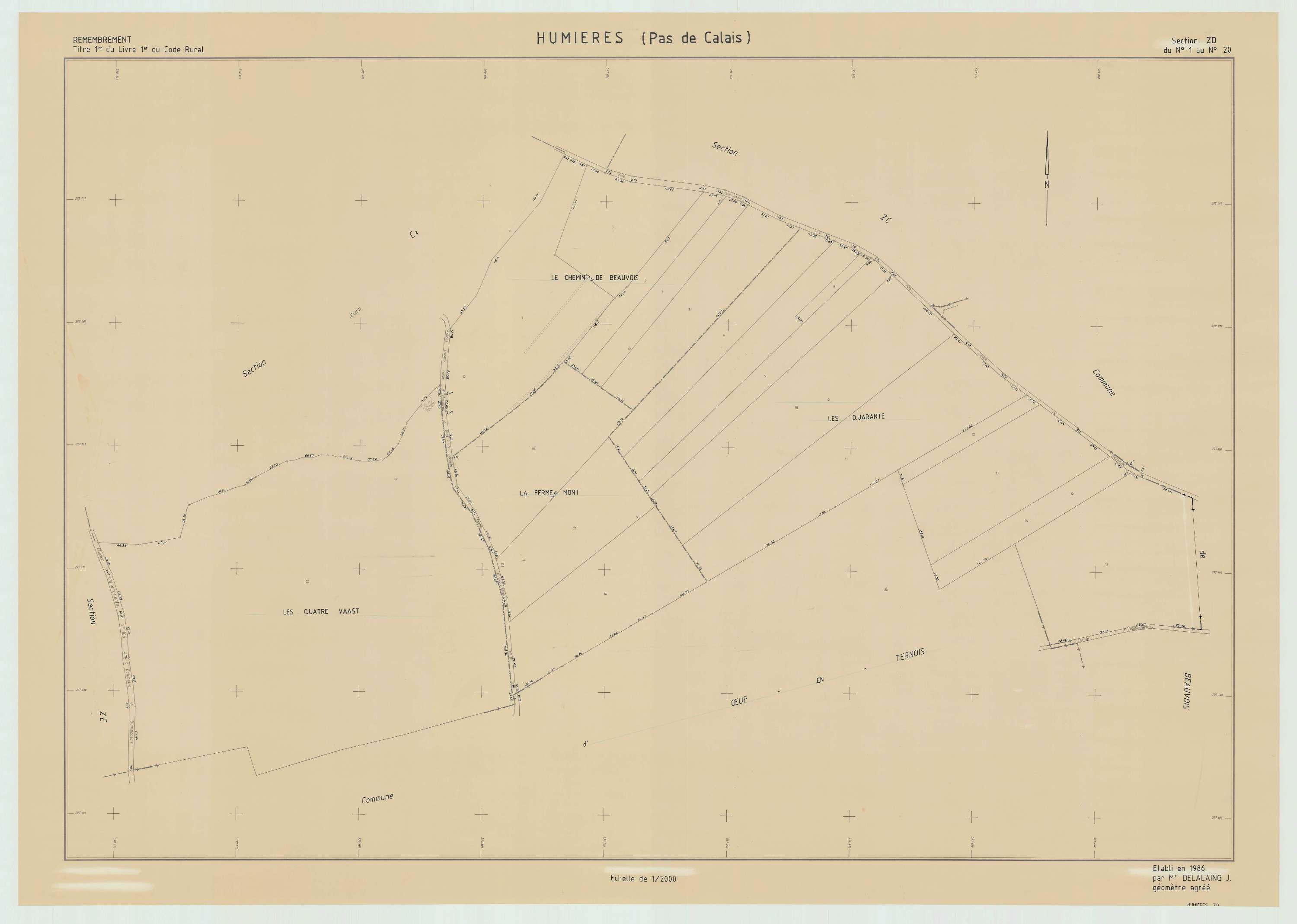 Humières - Plan de remembrement : section ZD.