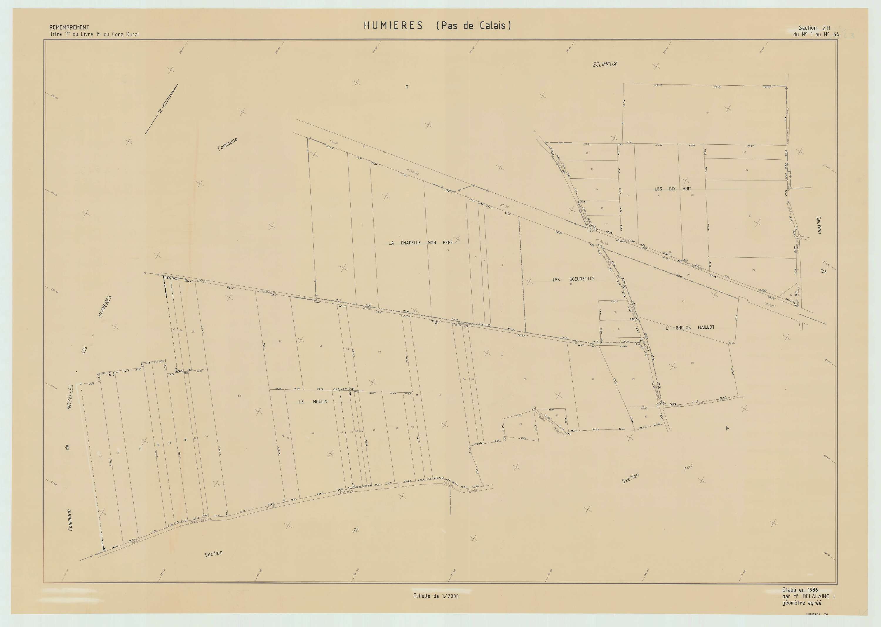 Humières - Plan de remembrement : section ZH.