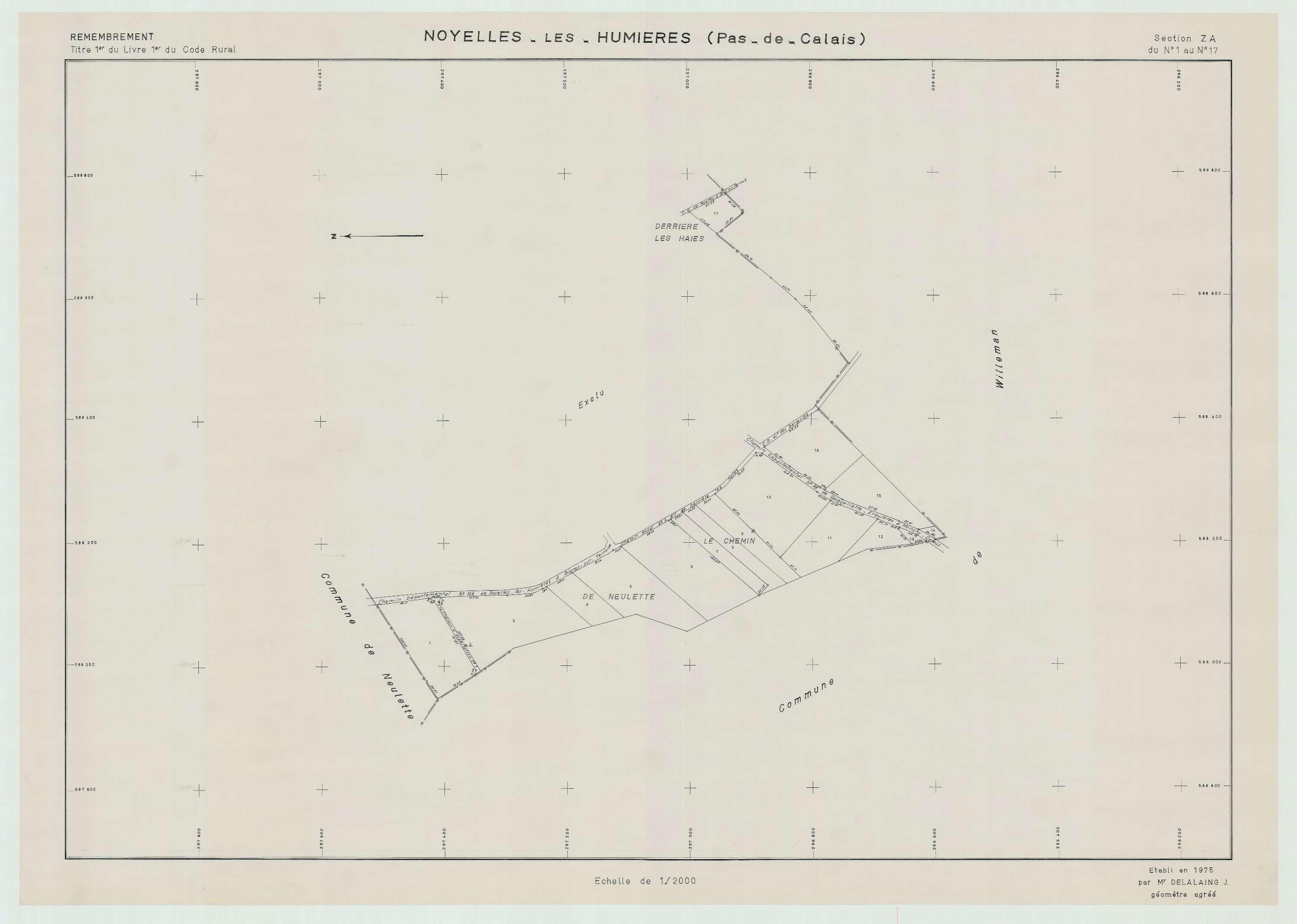 Humières - Plan de remembrement : section ZA.