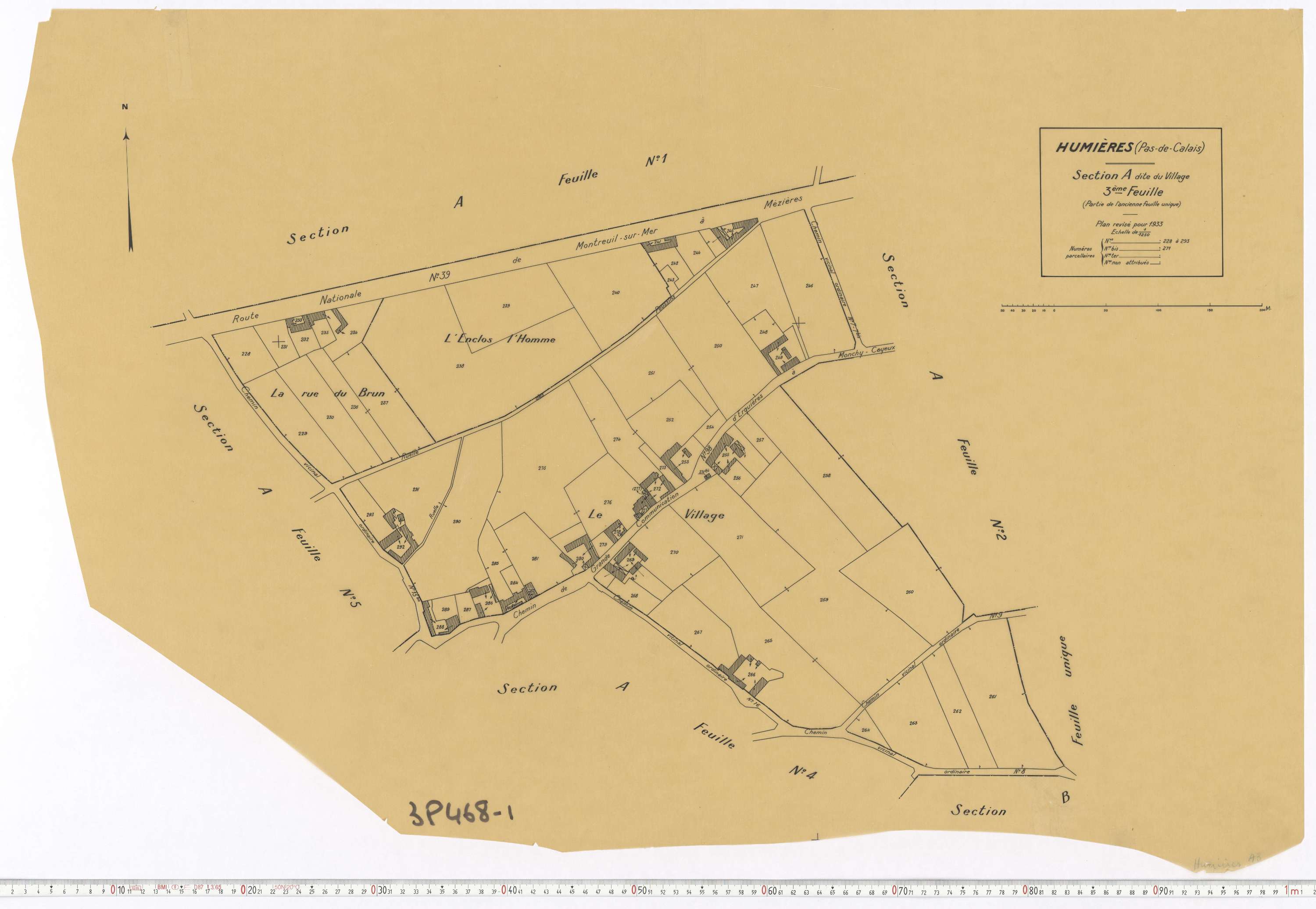 Humières - Section A, feuille 3.