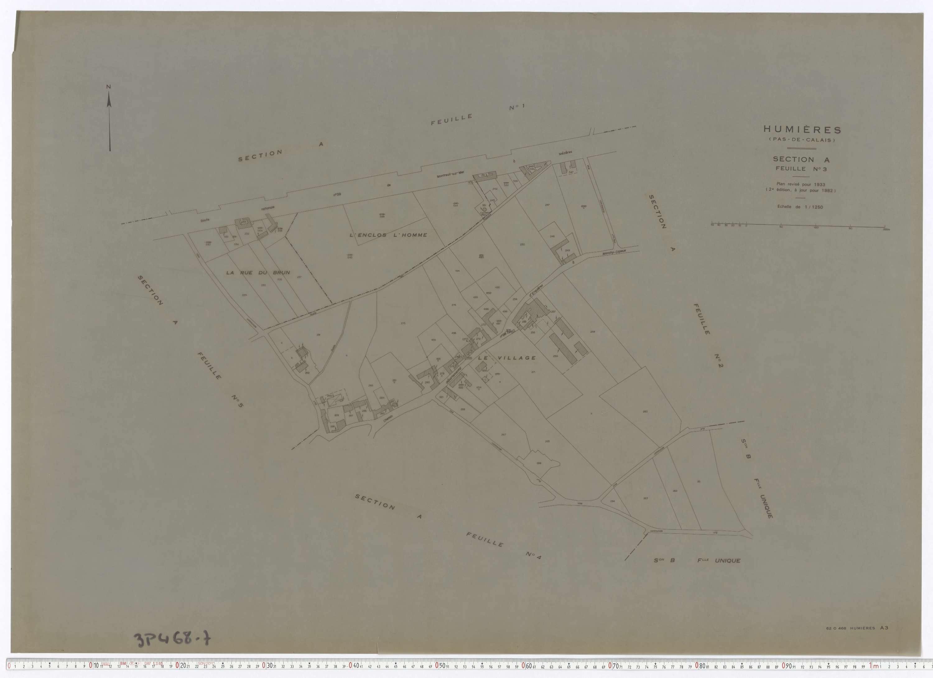 Humières - Section A, feuille 3.