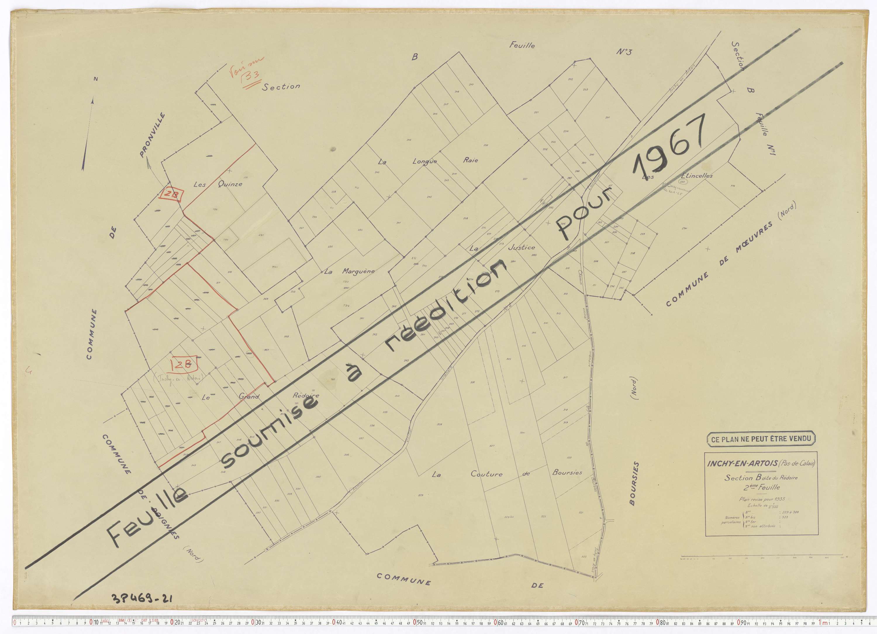 Inchy-en-Artois - Section B, feuille 2.