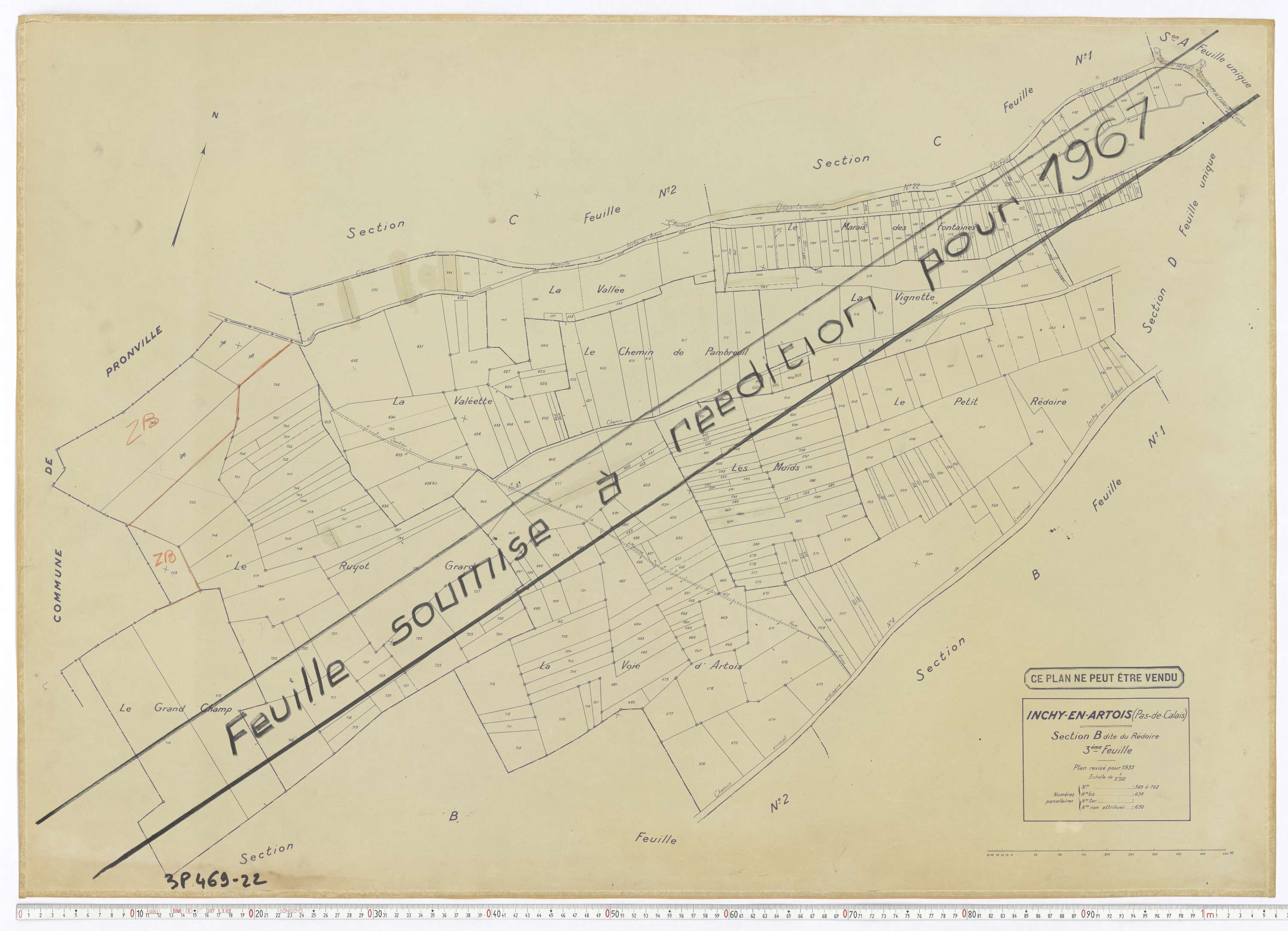 Inchy-en-Artois - Section B, feuille 3.