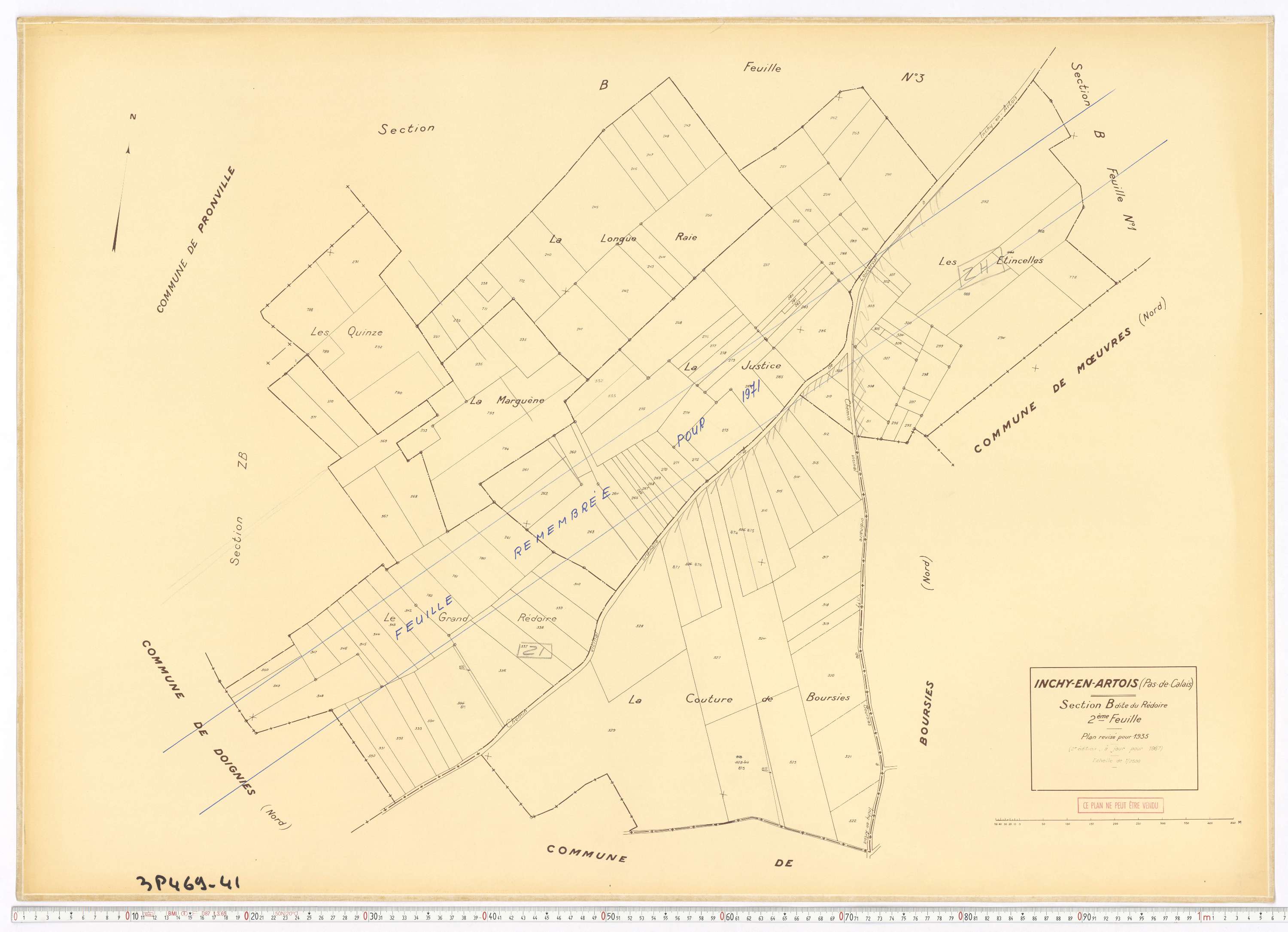 Inchy-en-Artois - Section B, feuille 2.