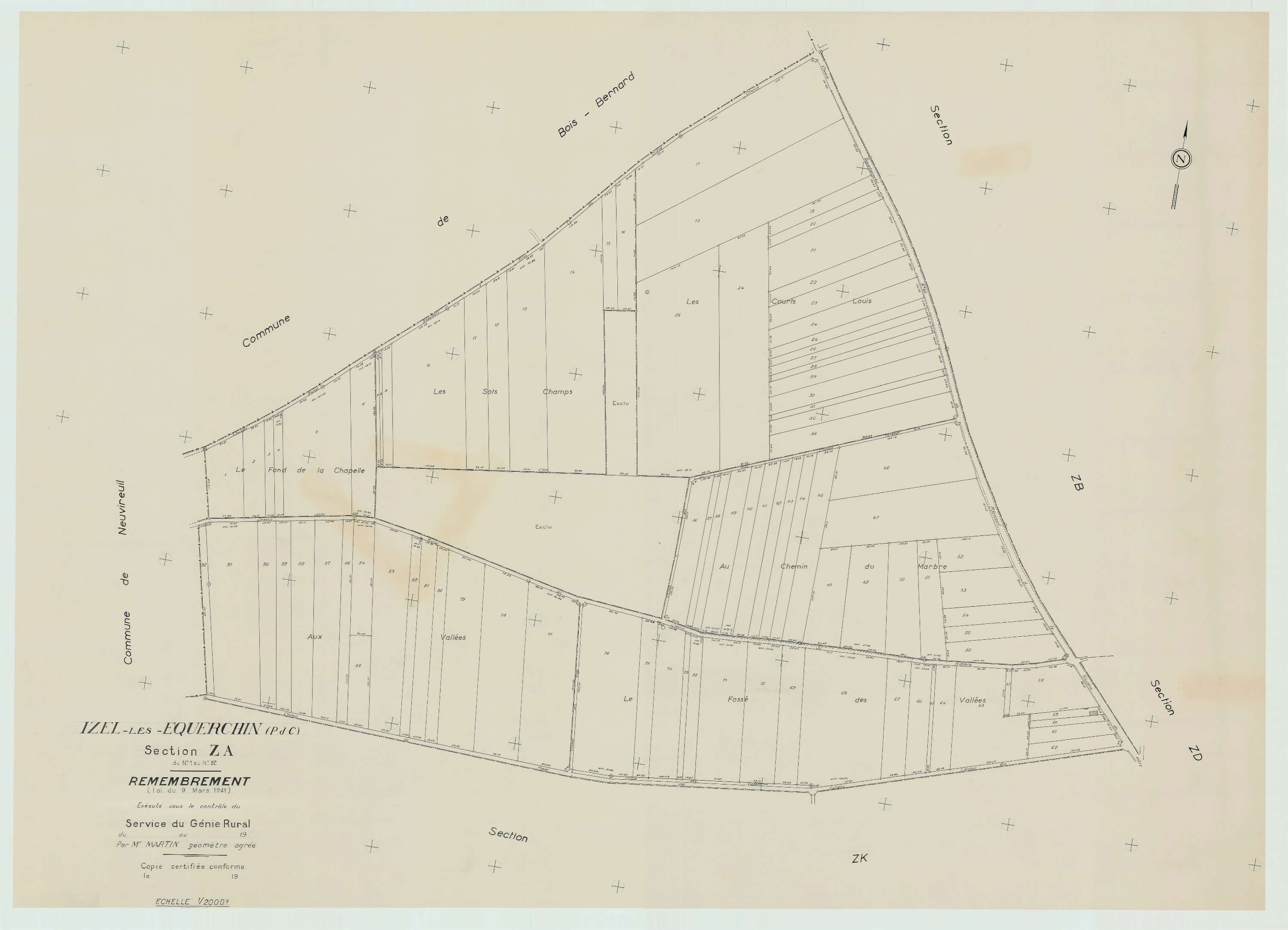 Izel-lès-Équerchin - Plan de remembrement : section ZA.