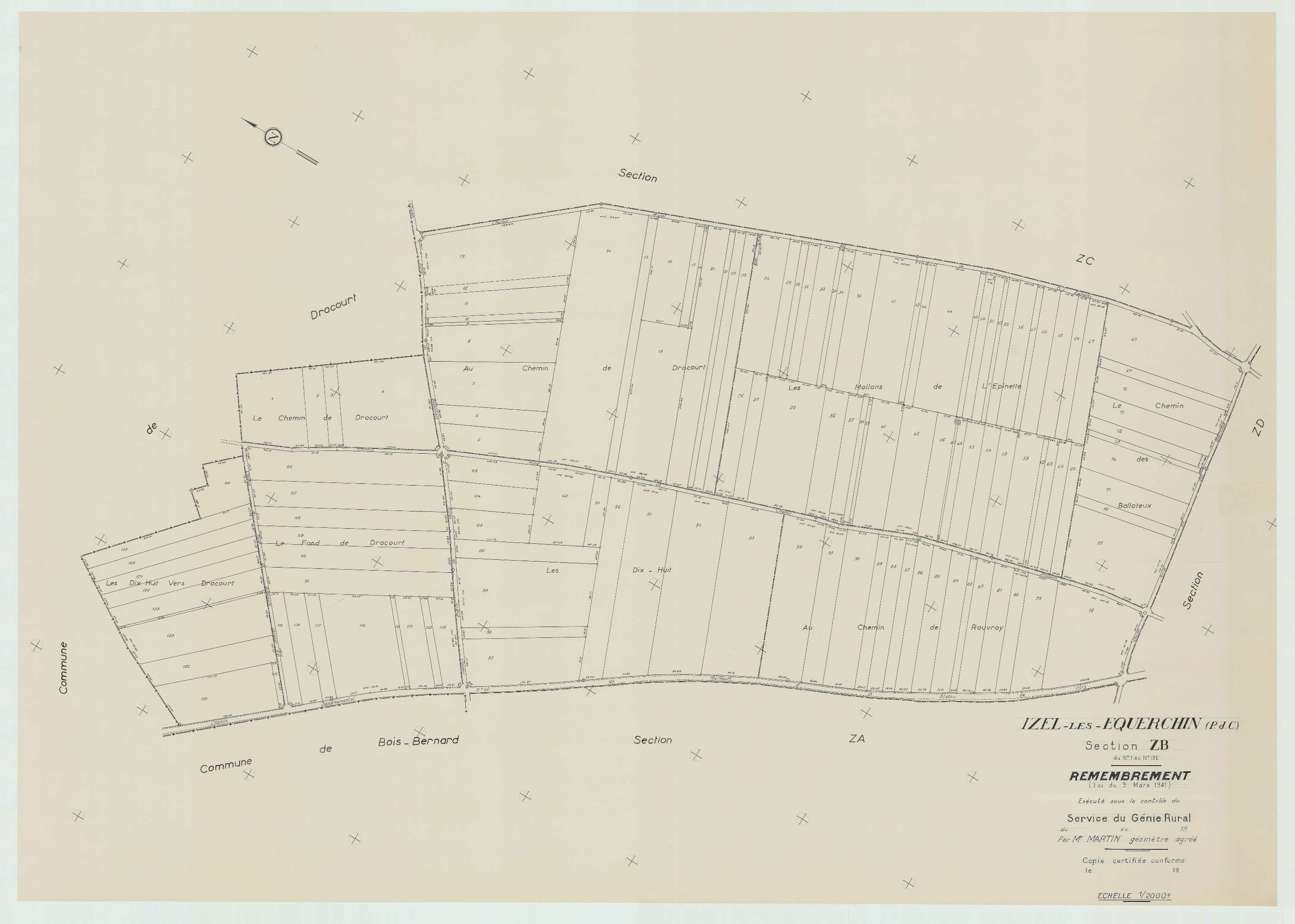 Izel-lès-Équerchin - Plan de remembrement : section ZB.