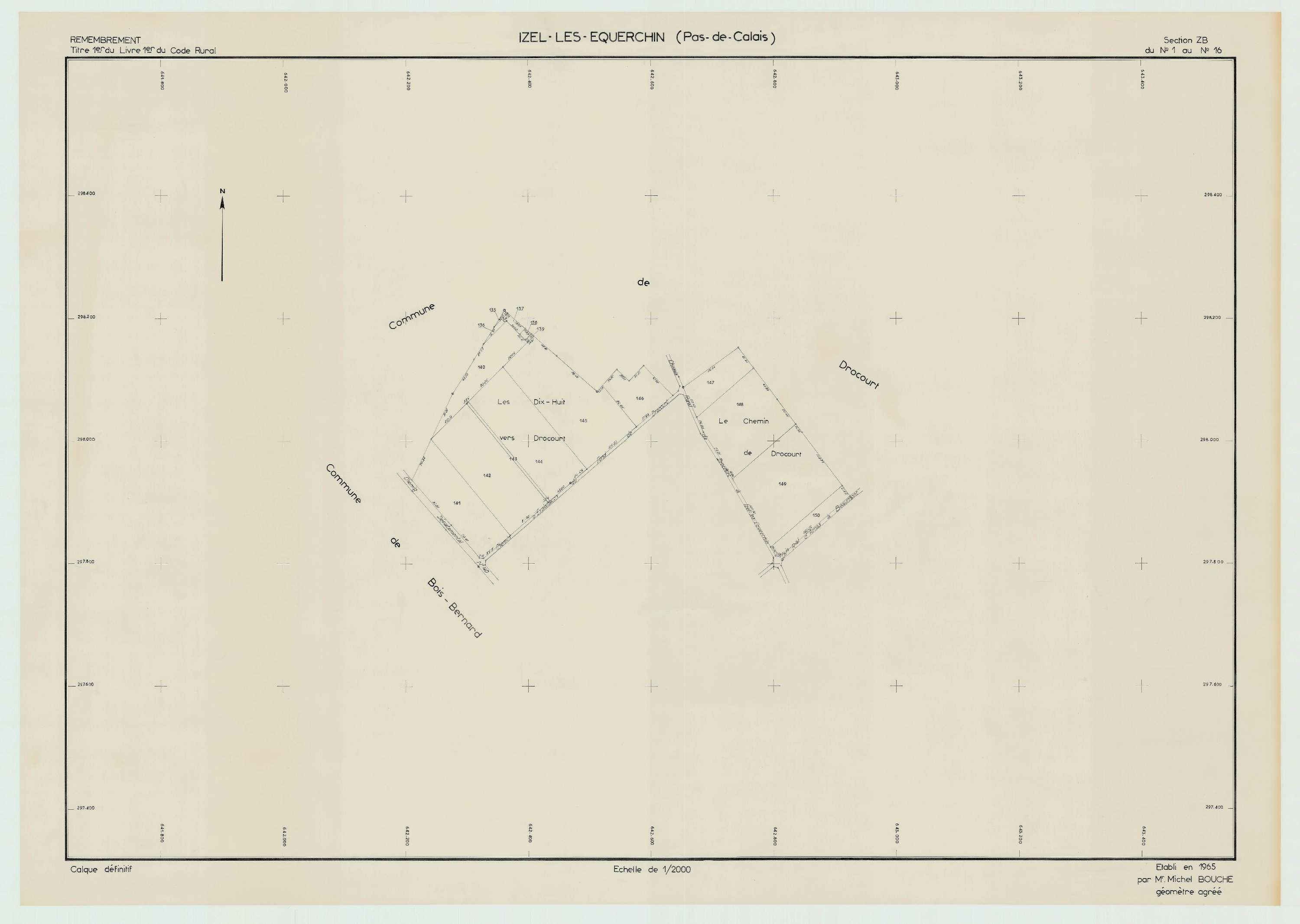 Izel-lès-Équerchin - Plan de remembrement : section ZB.