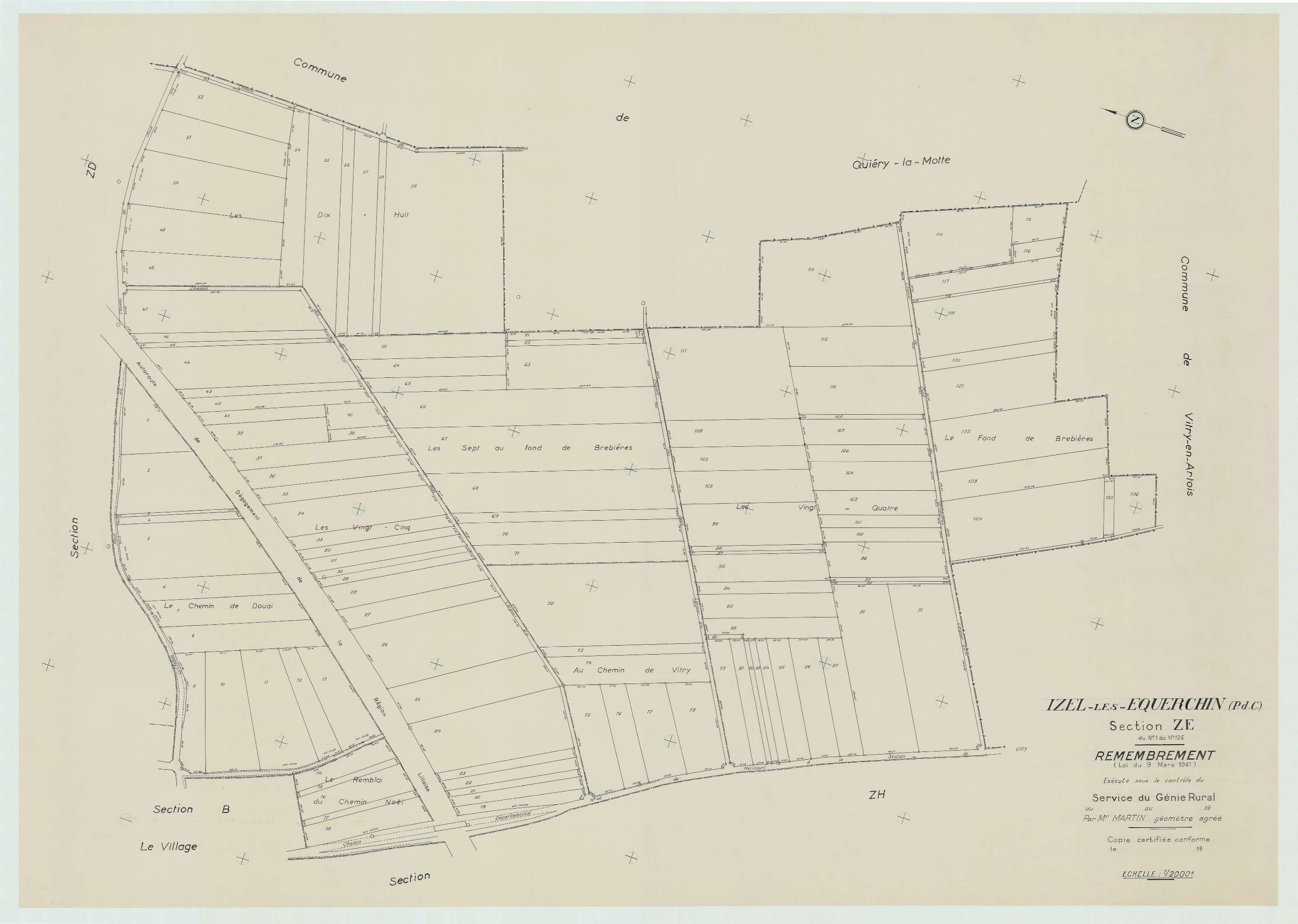 Izel-lès-Équerchin - Plan de remembrement : section ZE.
