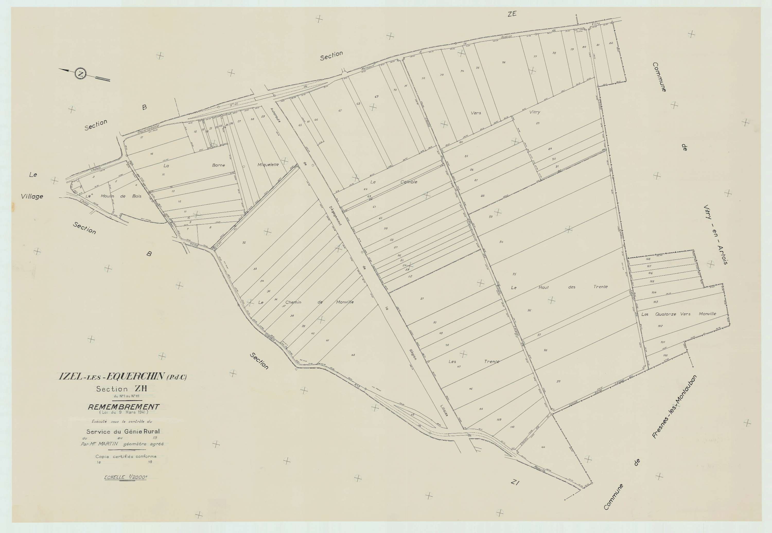 Izel-lès-Équerchin - Plan de remembrement : section ZH.