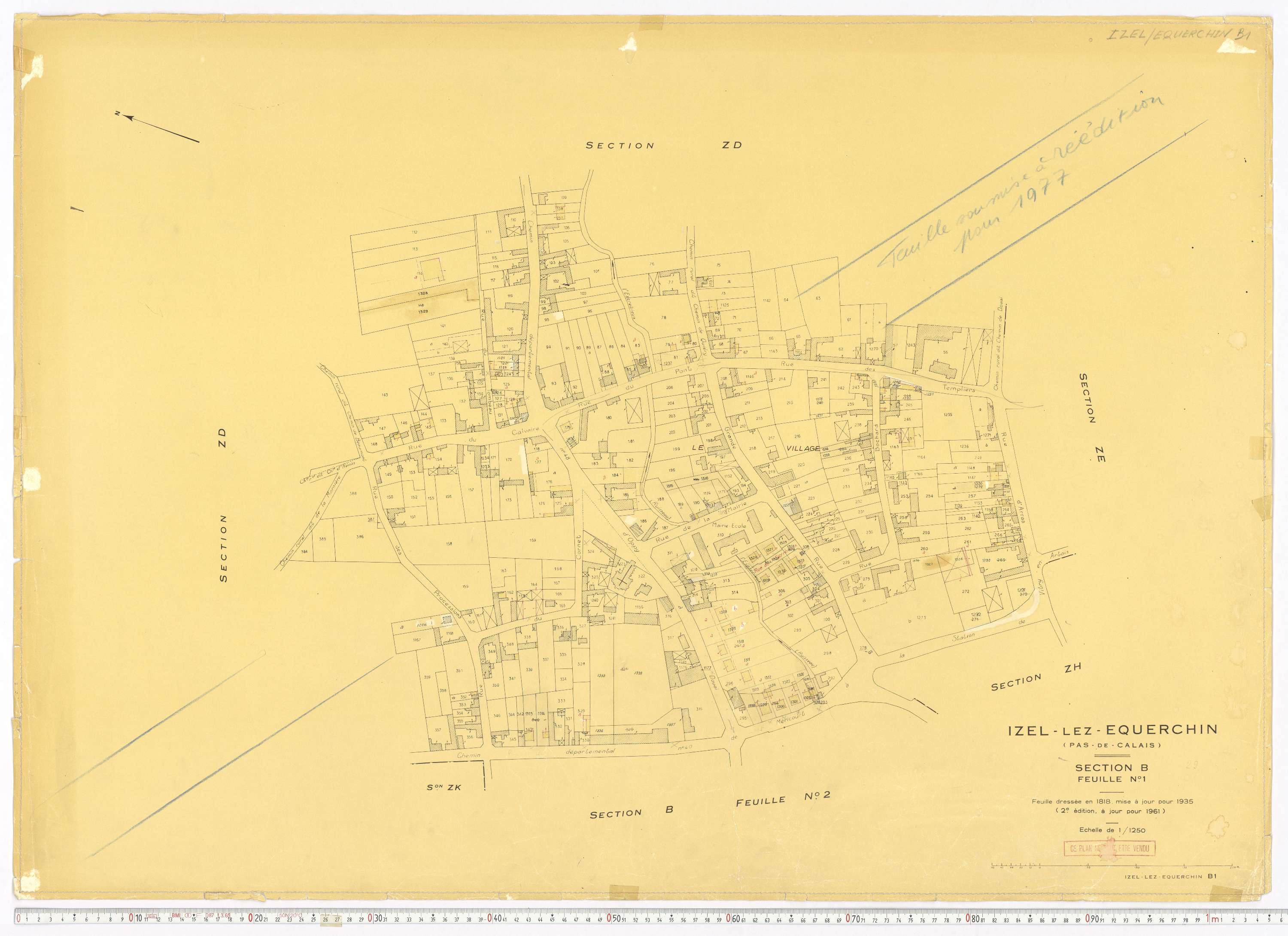 Izel-lès-Équerchin - Section B, feuille 1.
