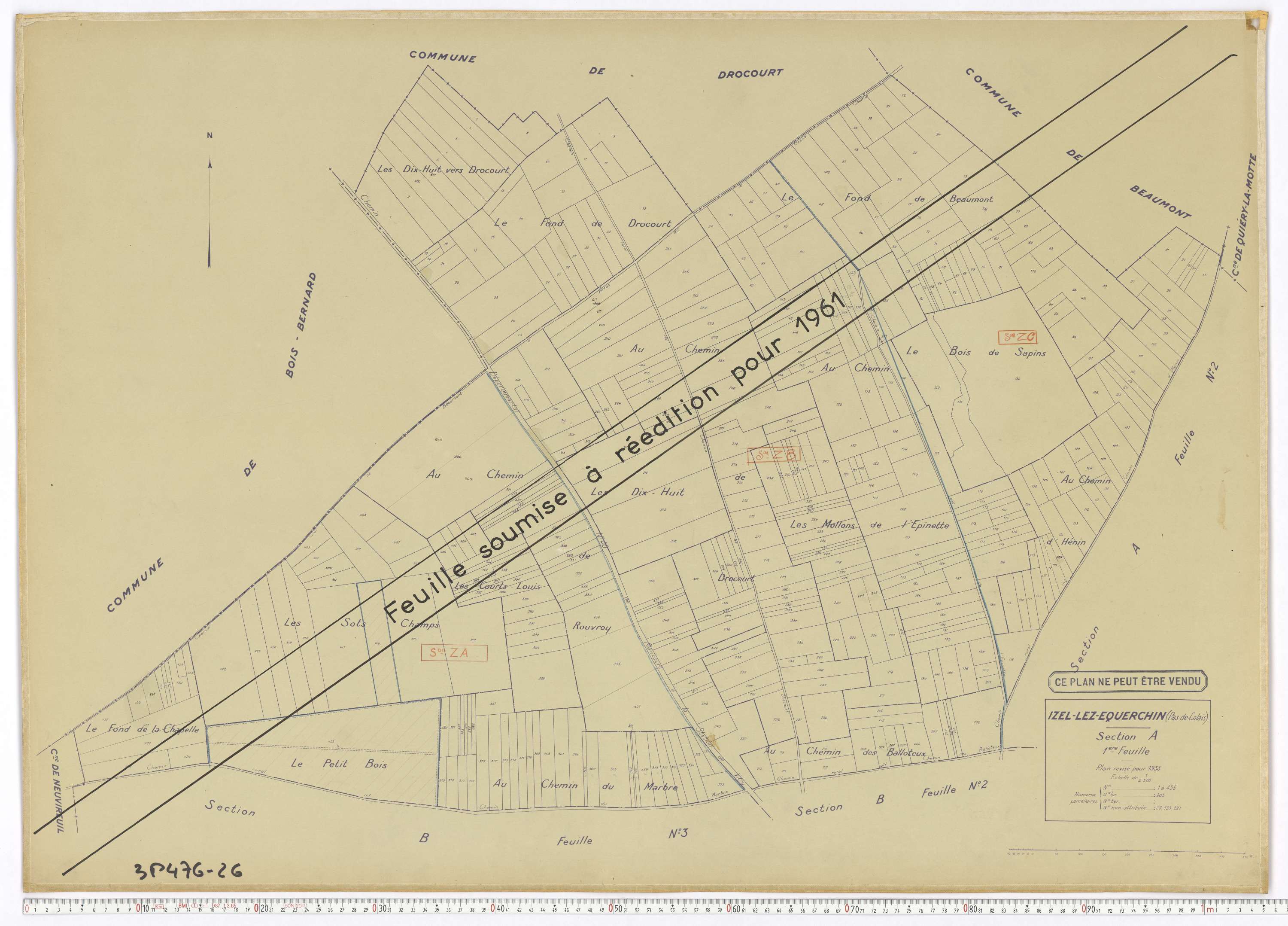 Izel-lès-Équerchin - Section A, feuille 1.