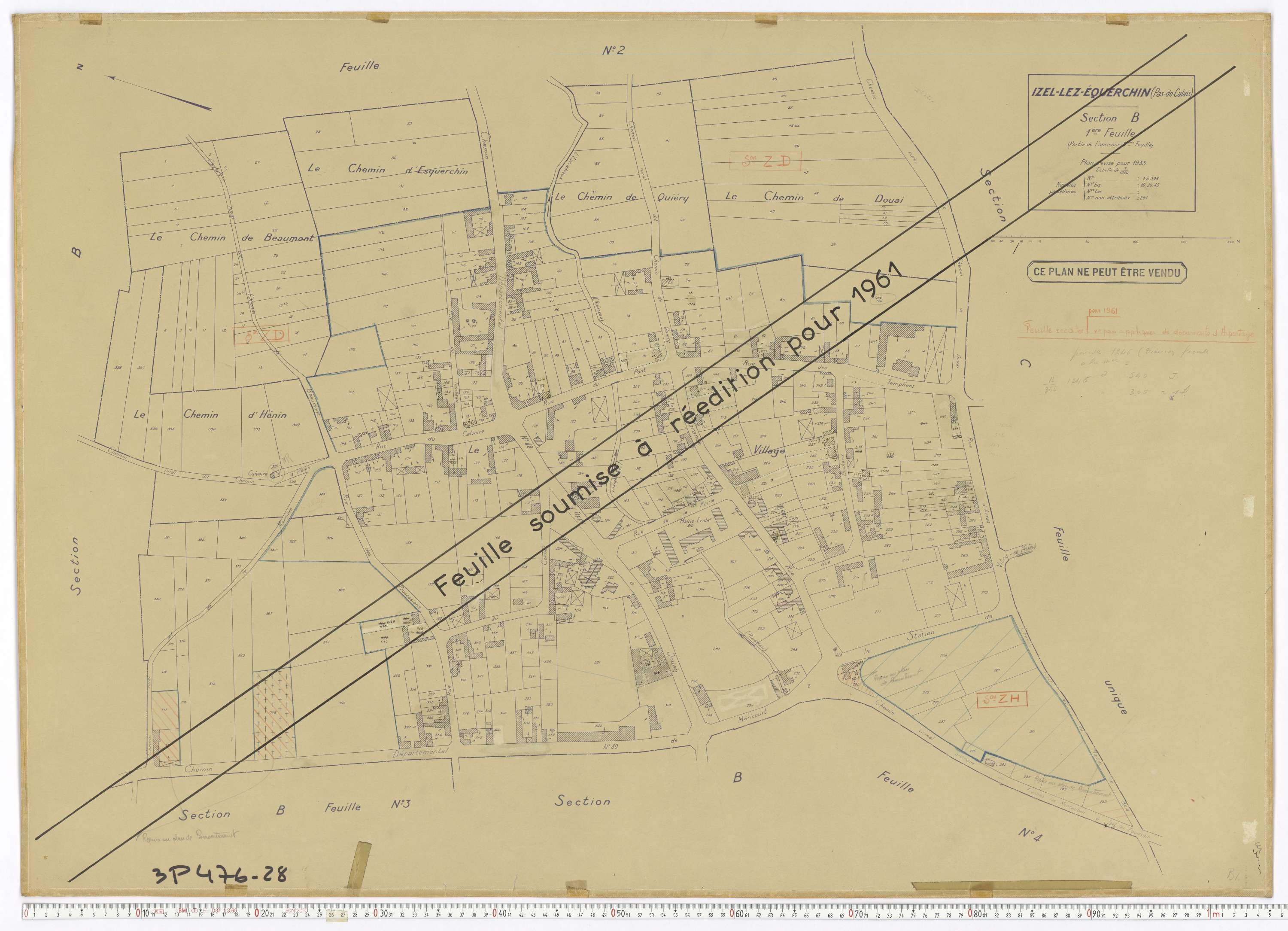 Izel-lès-Équerchin - Section B, feuille 1.