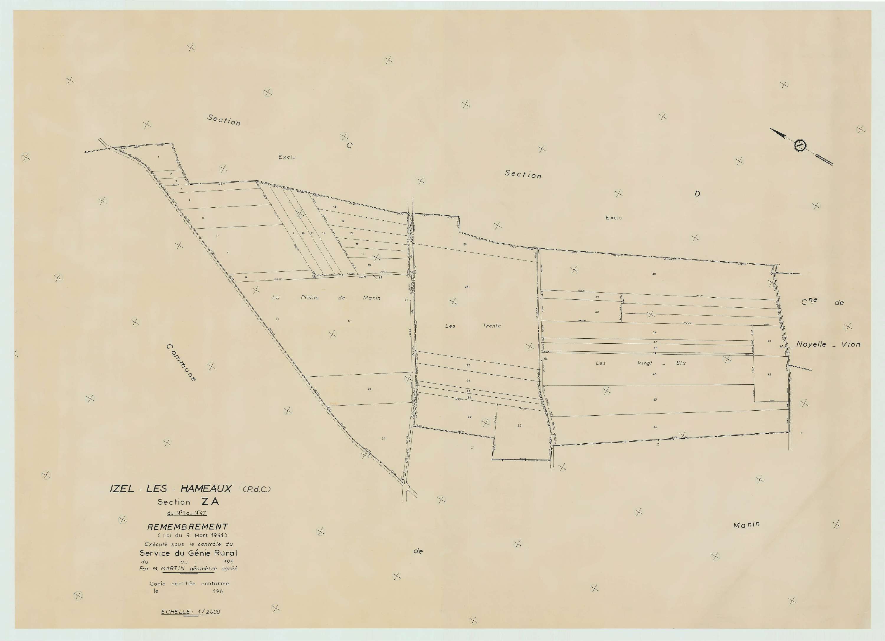 Izel-lès-Hameau - Plan de remembrement : section ZA.