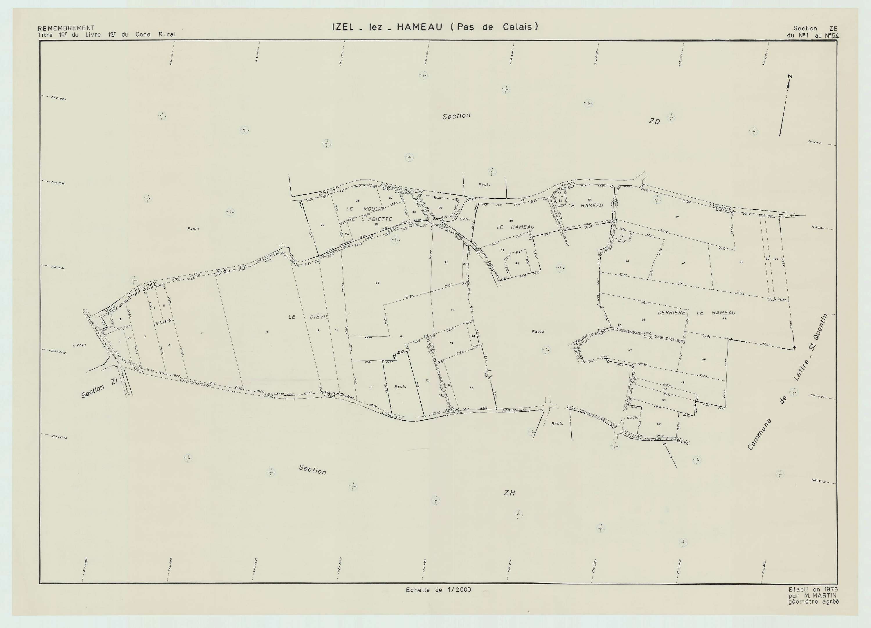 Izel-lès-Hameau - Plan de remembrement : section ZE.