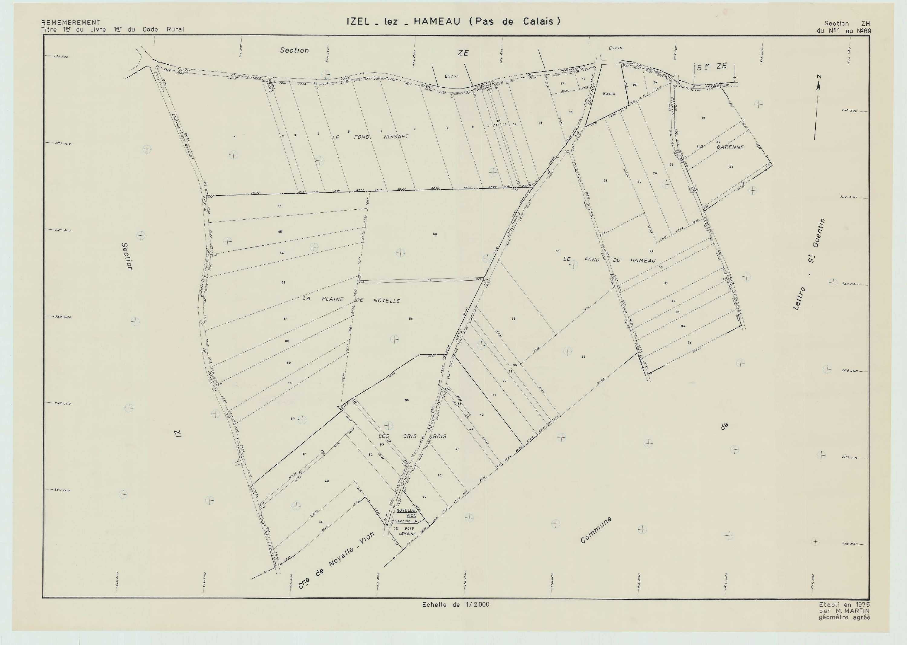 Izel-lès-Hameau - Plan de remembrement : section ZH.