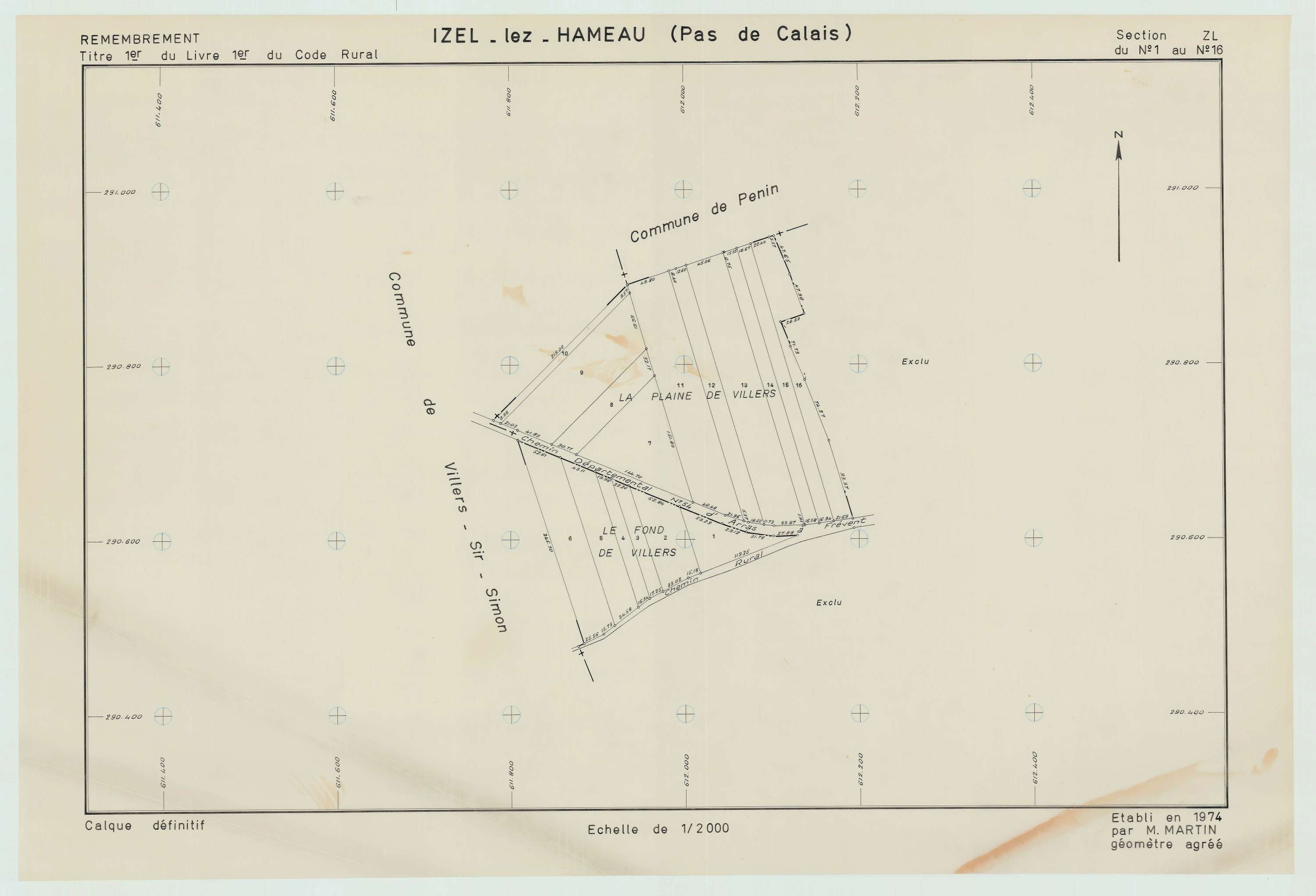 Izel-lès-Hameau - Plan de remembrement : section ZL.