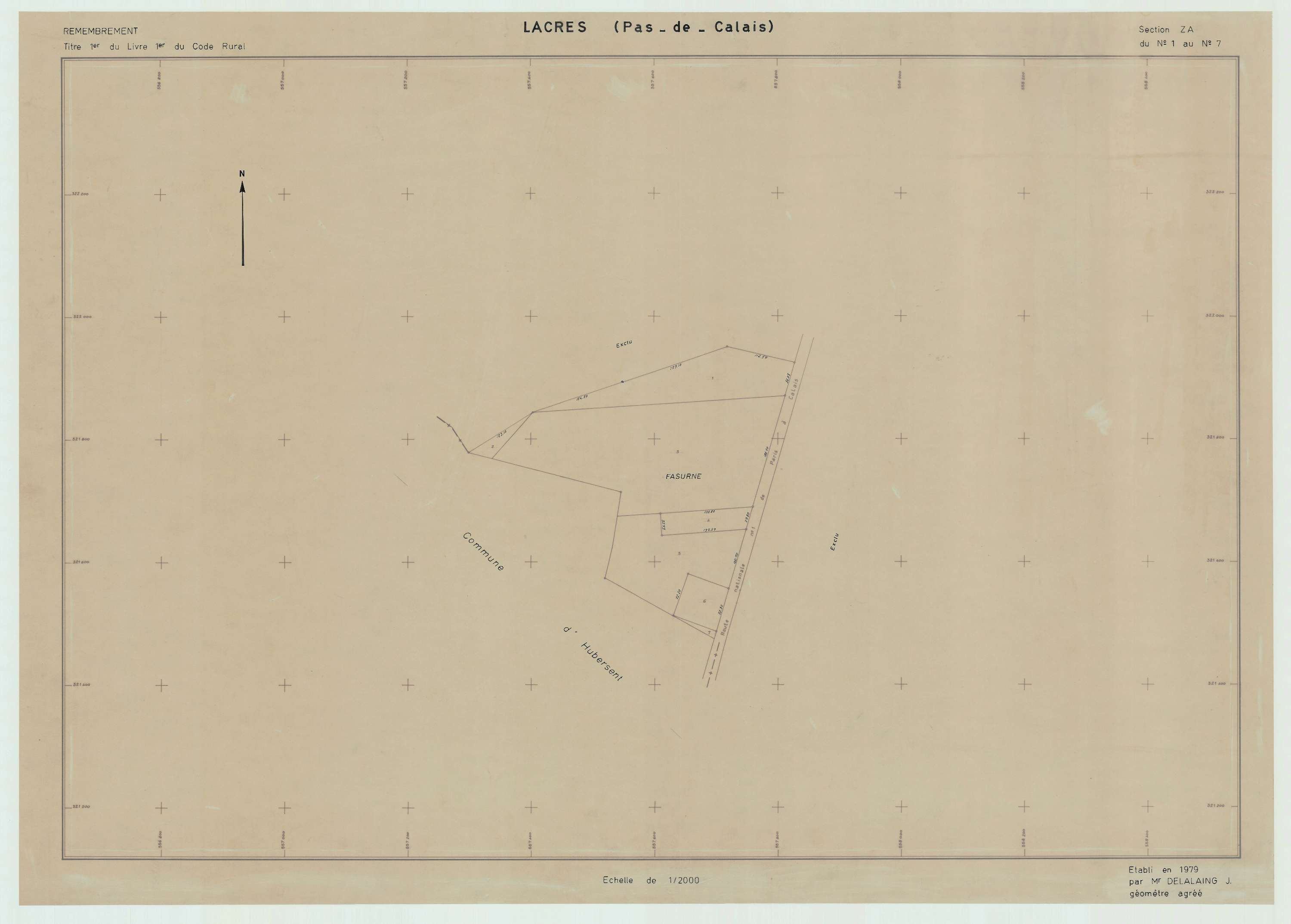 Lacres - Plan de remembrement : section ZA.
