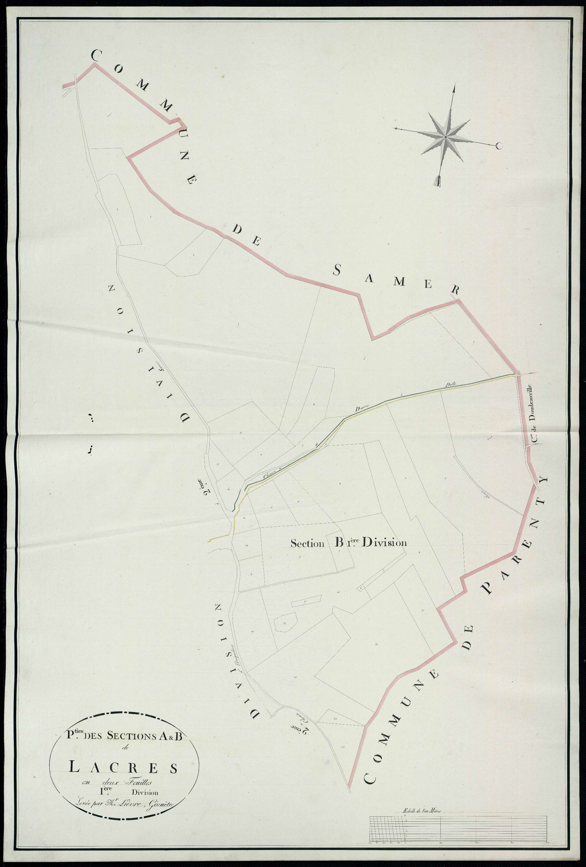 Lacres - Section A, 1re feuille , section B, 1re feuille