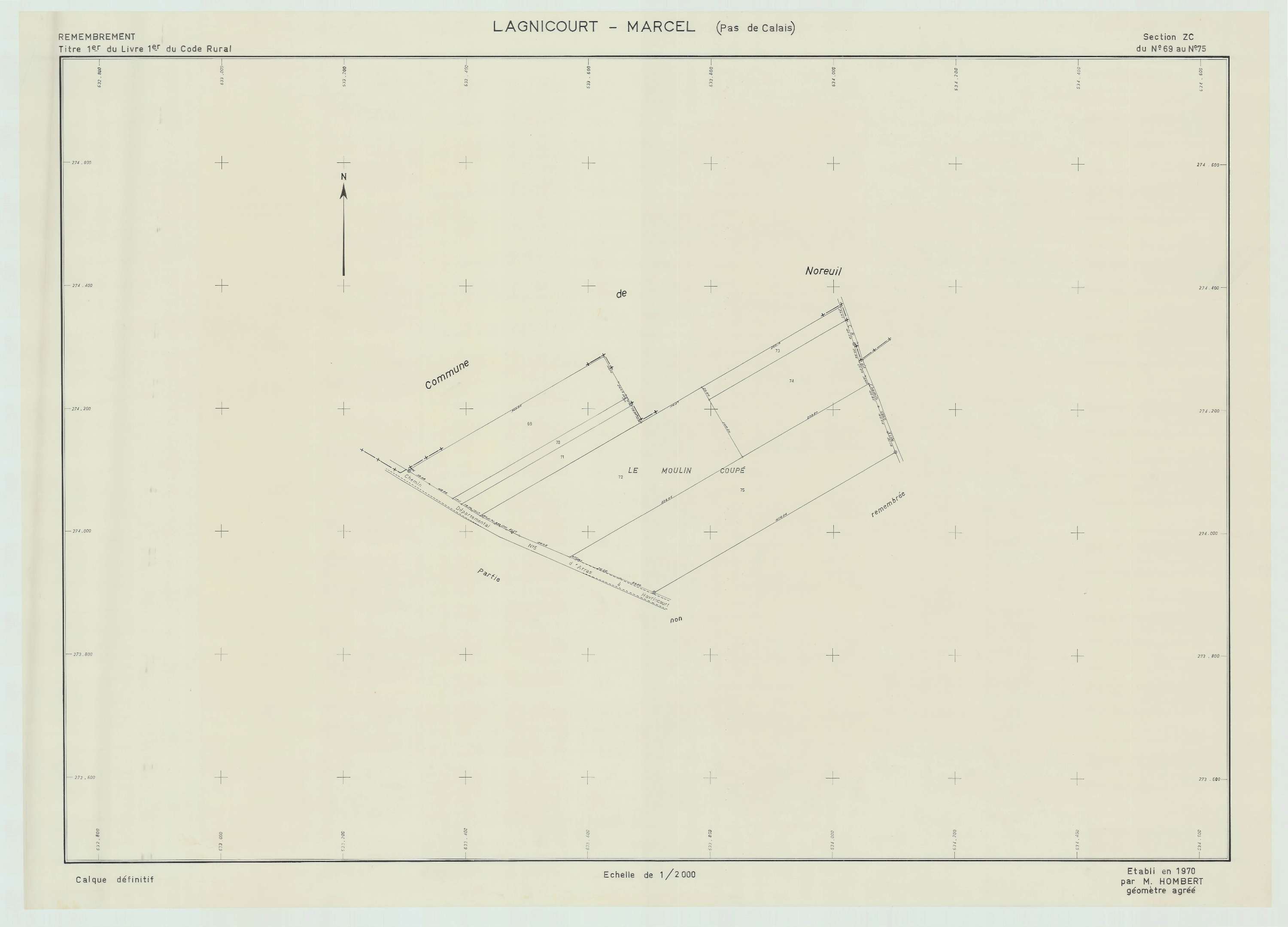 Lagnicourt-Marcel - Plan de remembrement : section ZC.