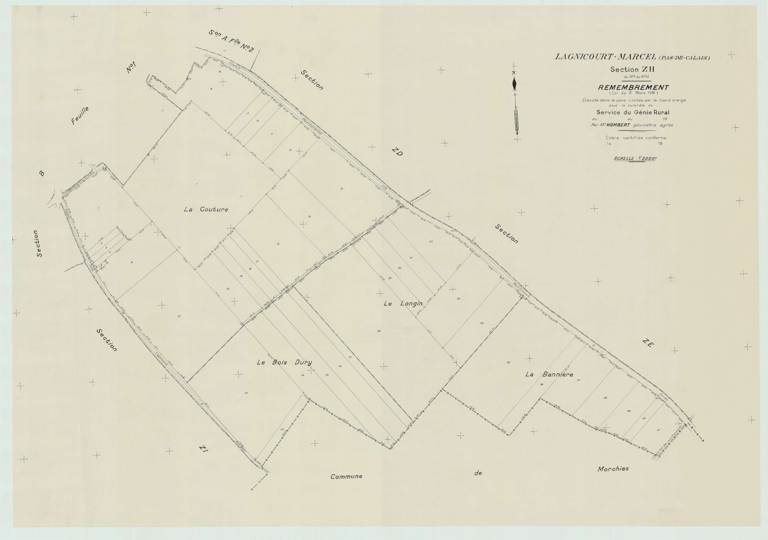 Lagnicourt-Marcel - Plan de remembrement : section ZH.