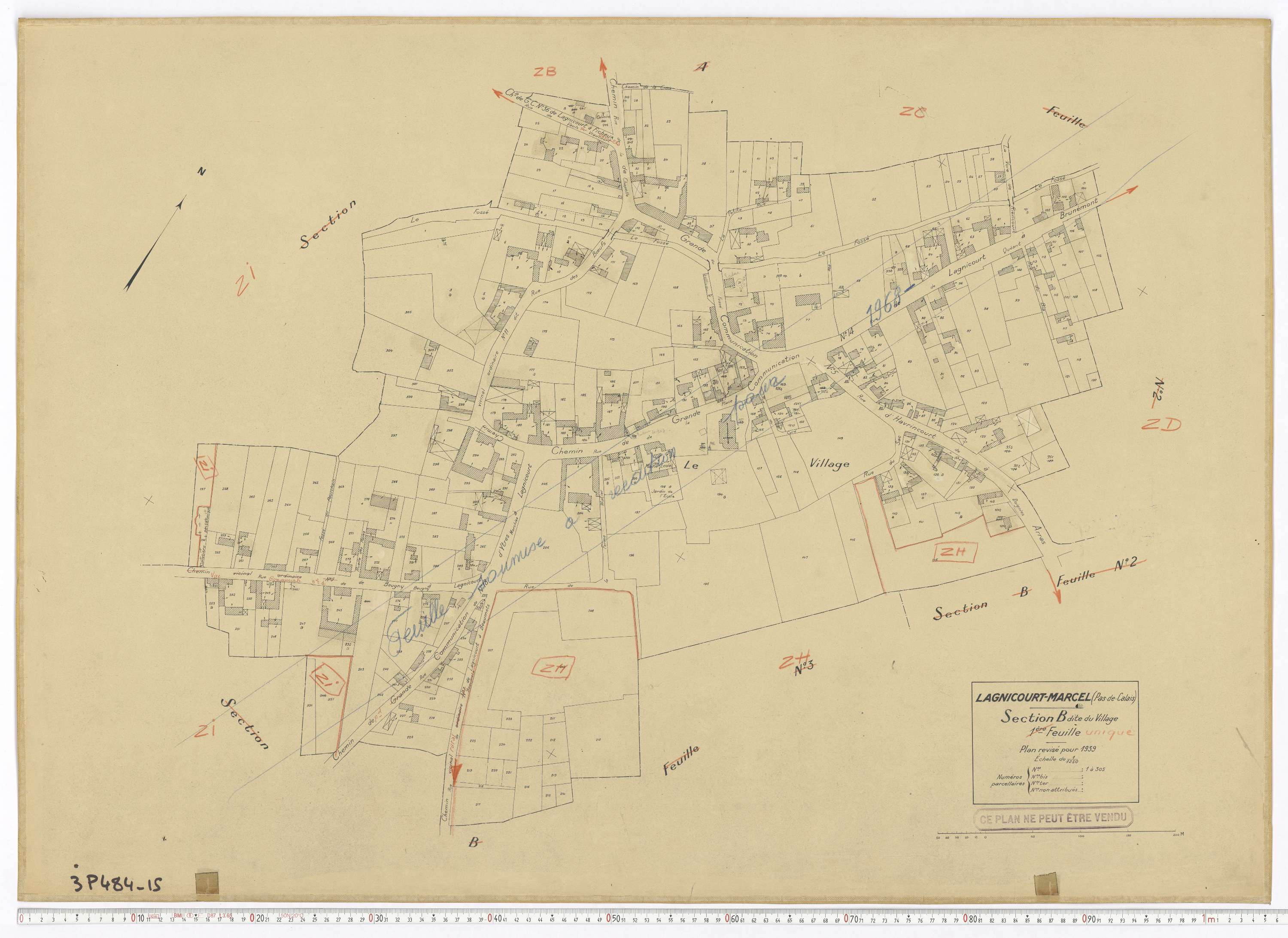Lagnicourt-Marcel - Section B, feuille 1.
