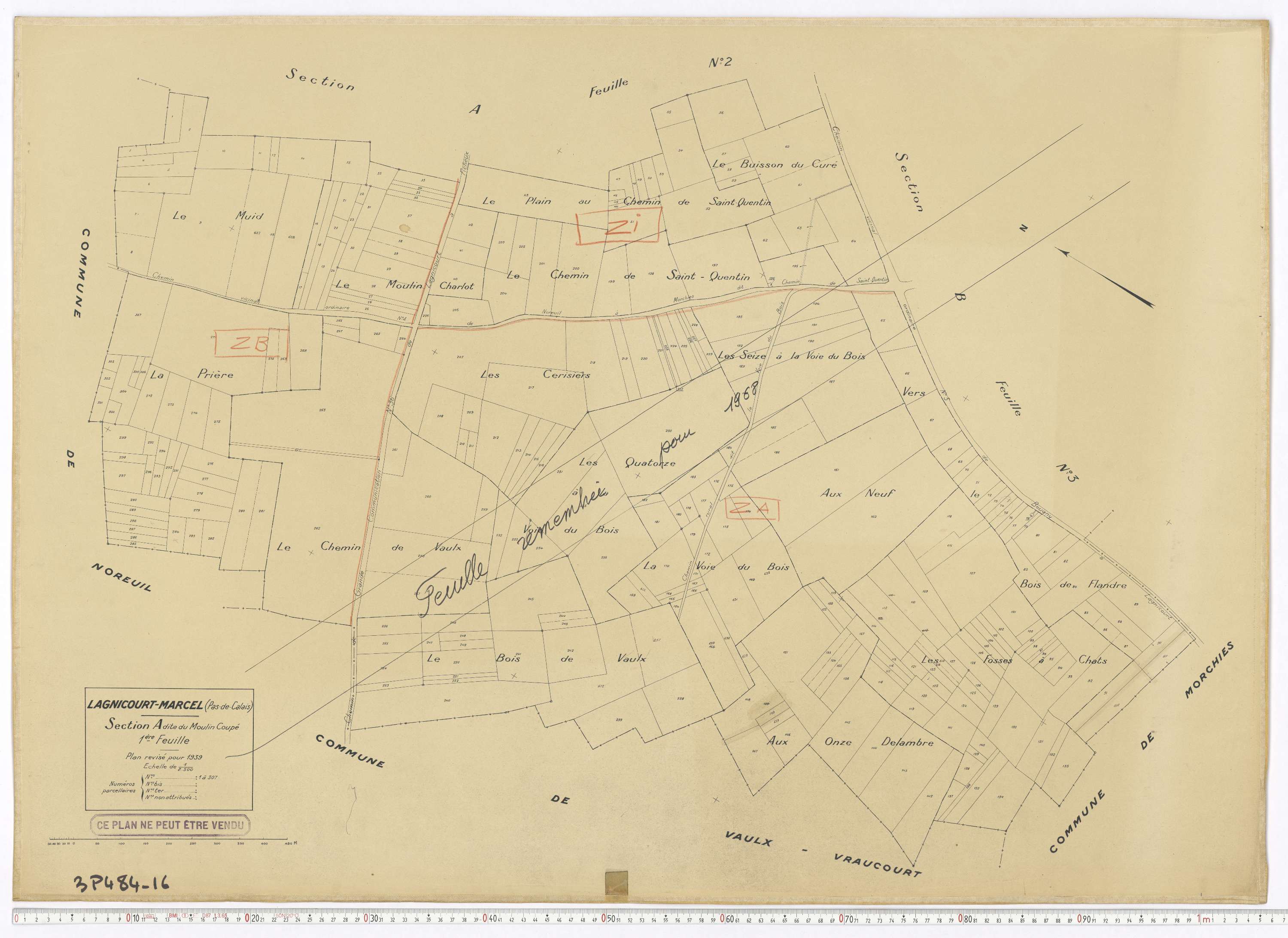 Lagnicourt-Marcel - Section A, feuille 1.